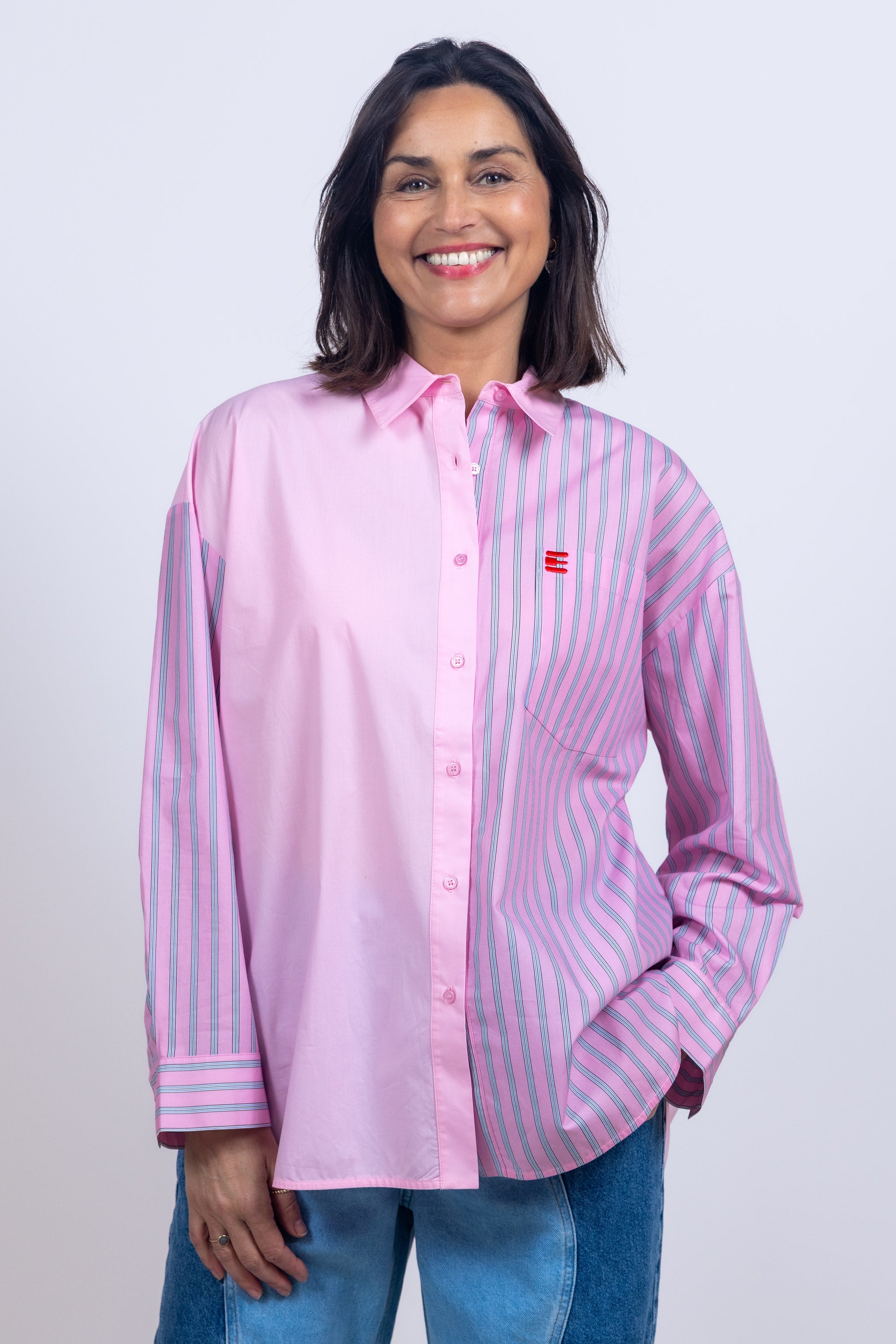 Blouse met strepen - Roze