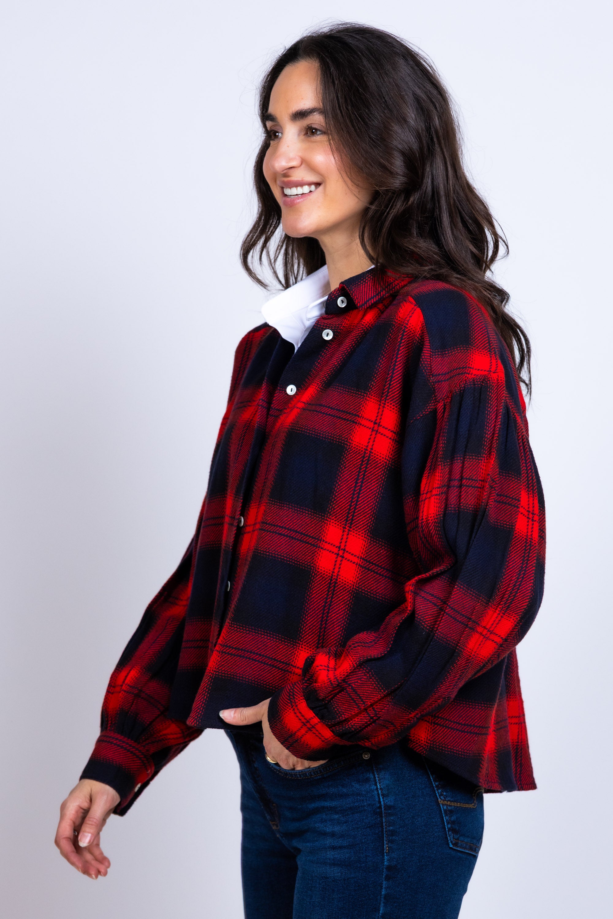 Blouse met ruitdessin - Rood