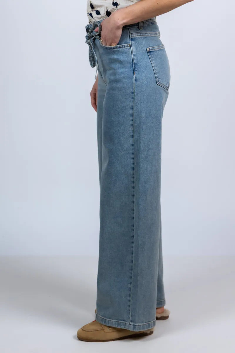 MODSTROM MODSTROM isolde jeans-2 Jeans met strikceintuur - Licht jeans