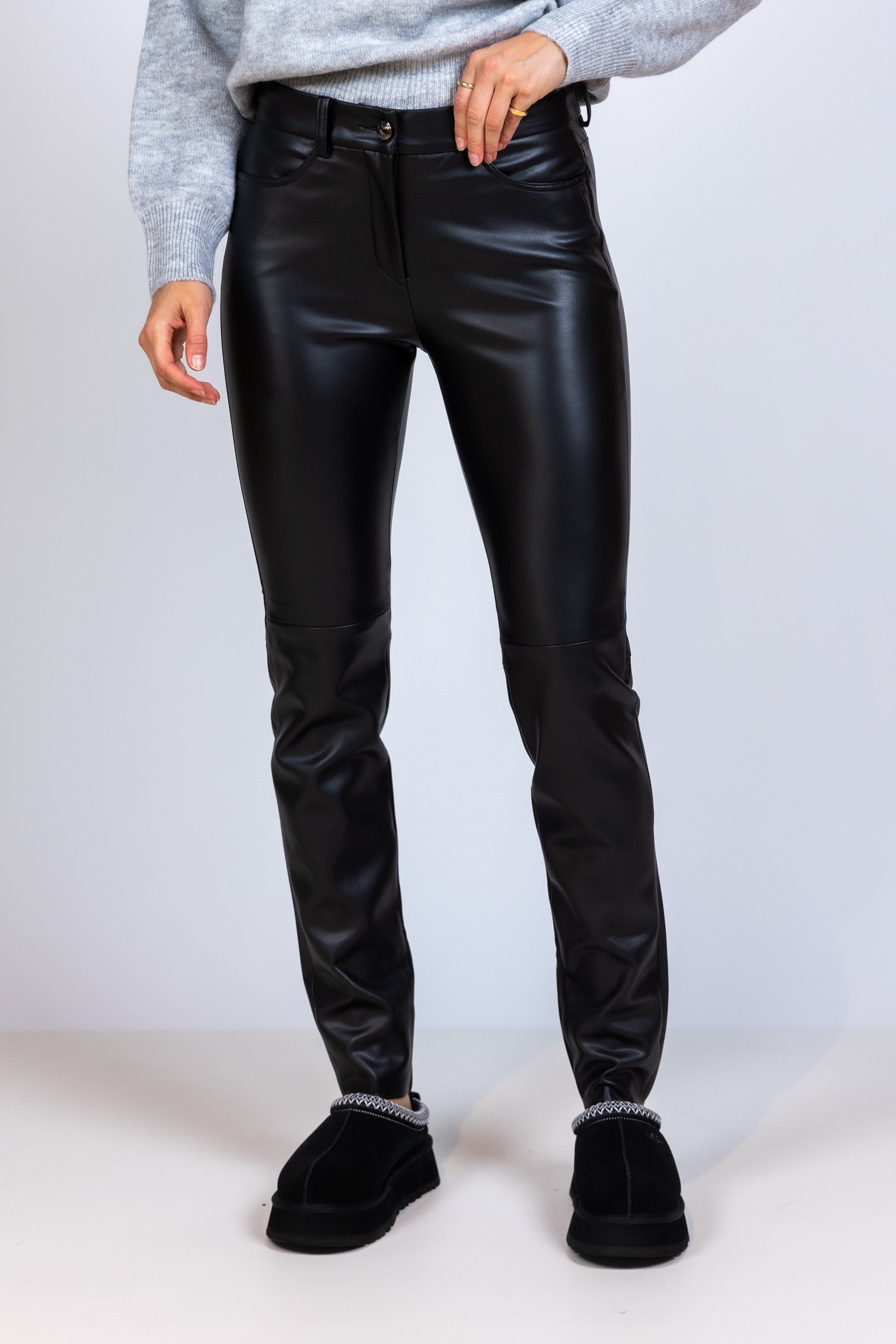 Broek van imitatieleer - Zwart