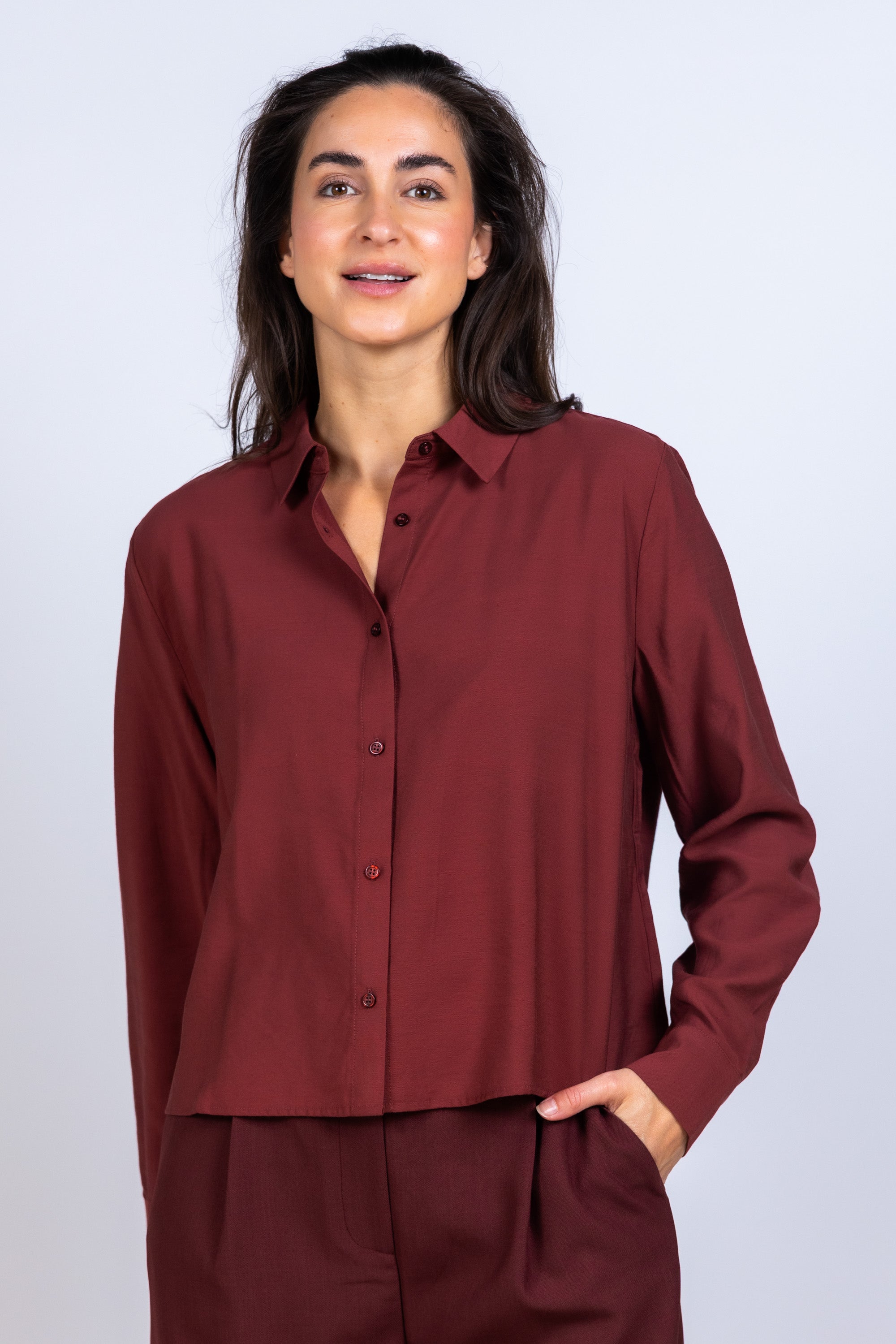 Blouse met knopen - Brique