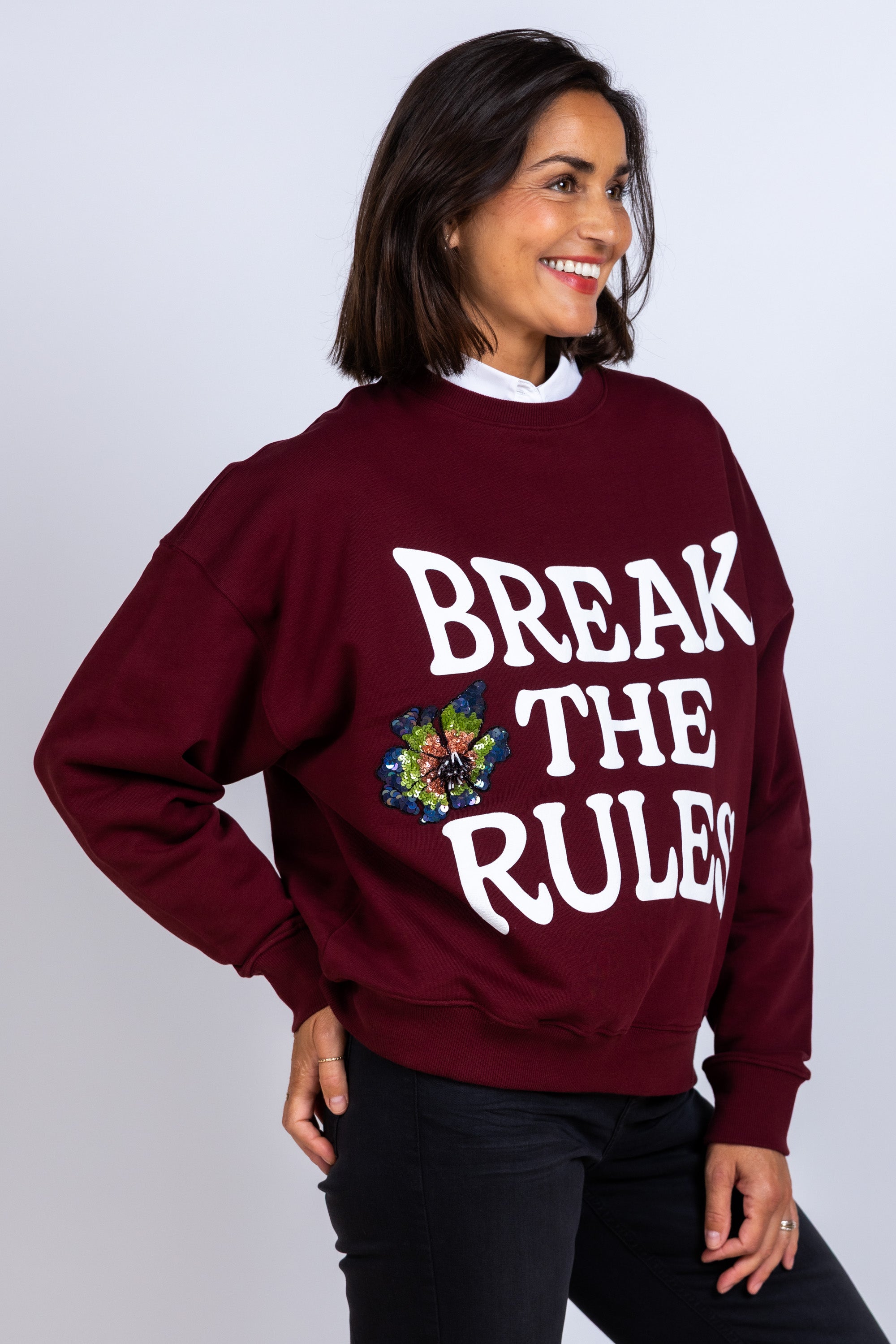 Sweater met tekst - Burgundy