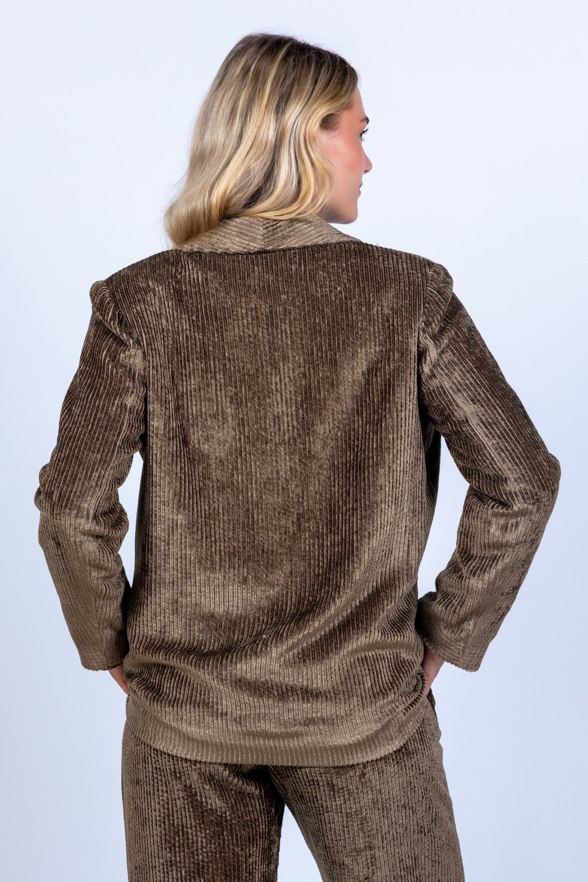 Blazer met ribstructuur - Khaki