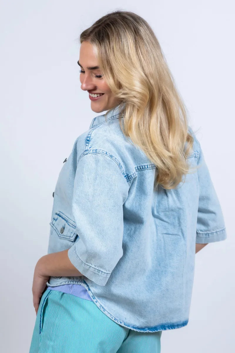 MOSCOW D MOSCOW D 11505 Bizar Denim jasje met knopen - Licht jeans