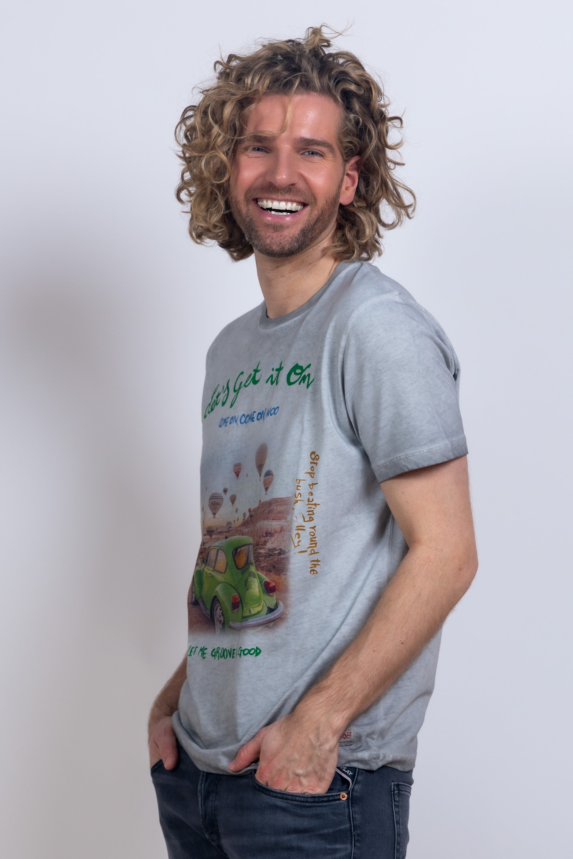 T-shirt met print - Middengrijs