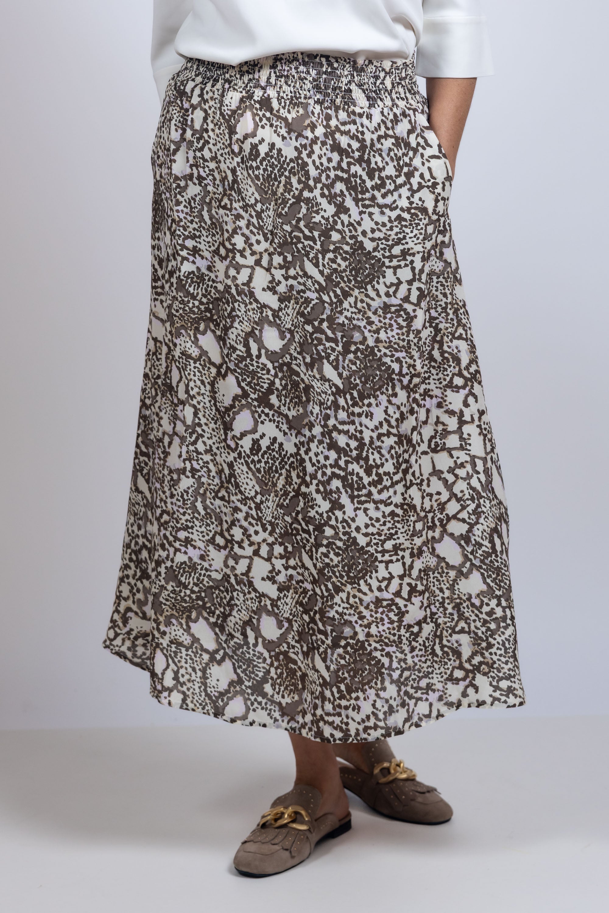 Rok met elastische taille - Beige