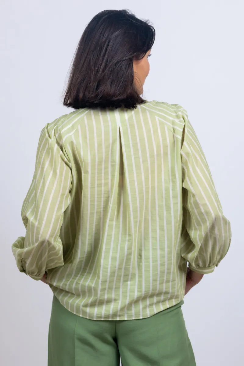 LUISA CERANO LUISA CERANO 238689-3845 Blouse met strepen - Appelgroen