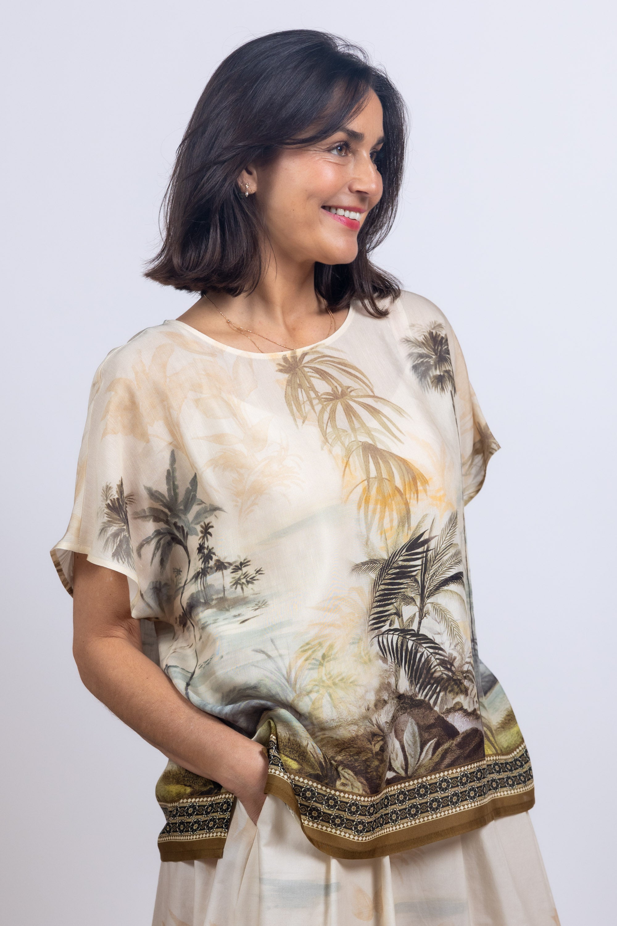 Blouse met print - Champagne