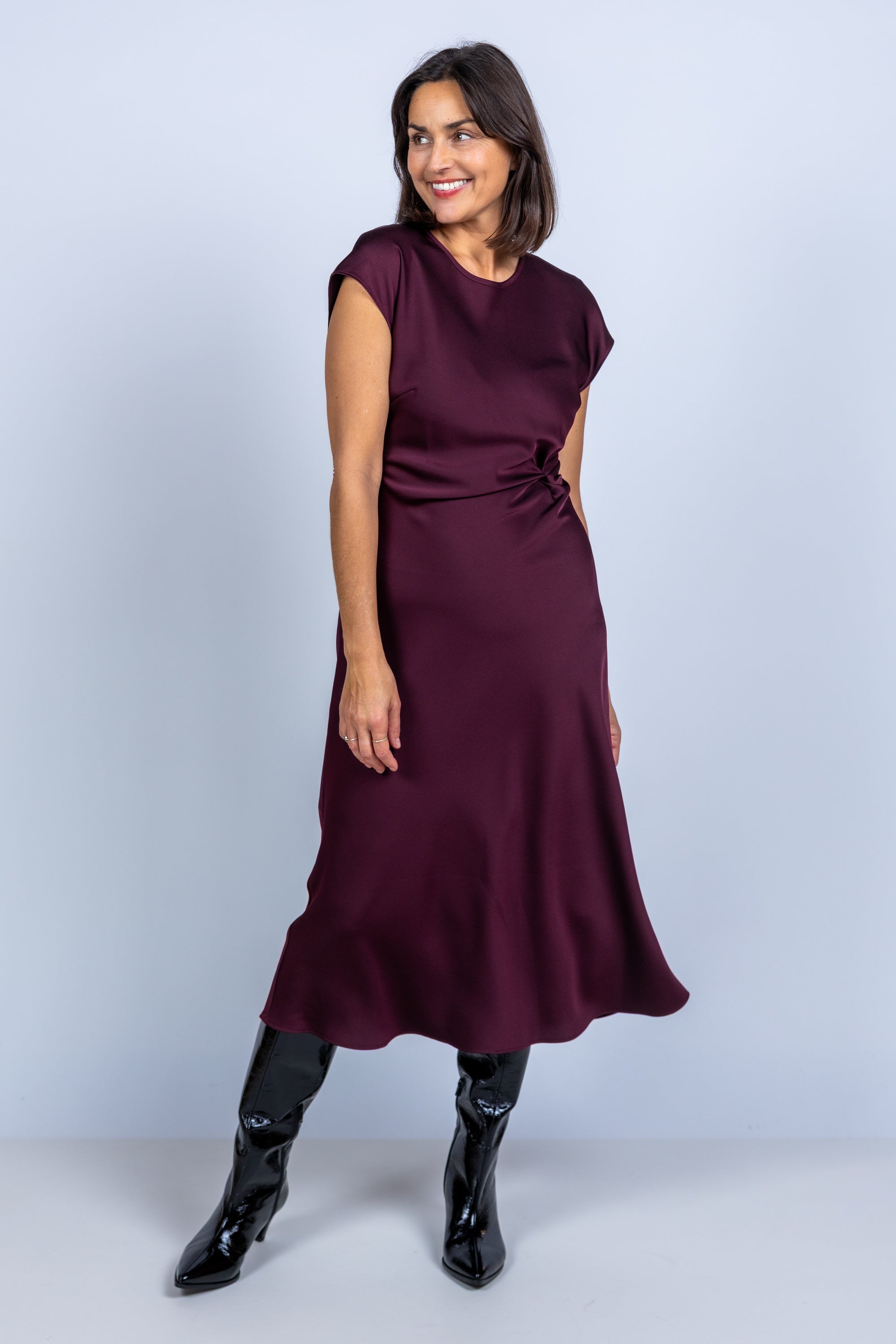 Jurk met knoopdetail - Burgundy