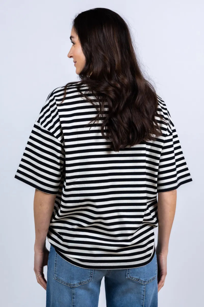ESSENTIEL ANTWERP ESSENTIEL ANTWERP JOSTE T-shirt met strepen - Zwart