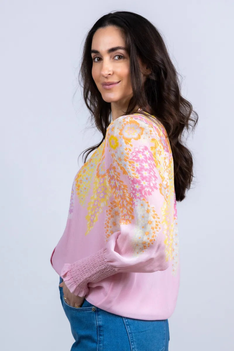 HERZENS Blouse met bloemenprint - Roze