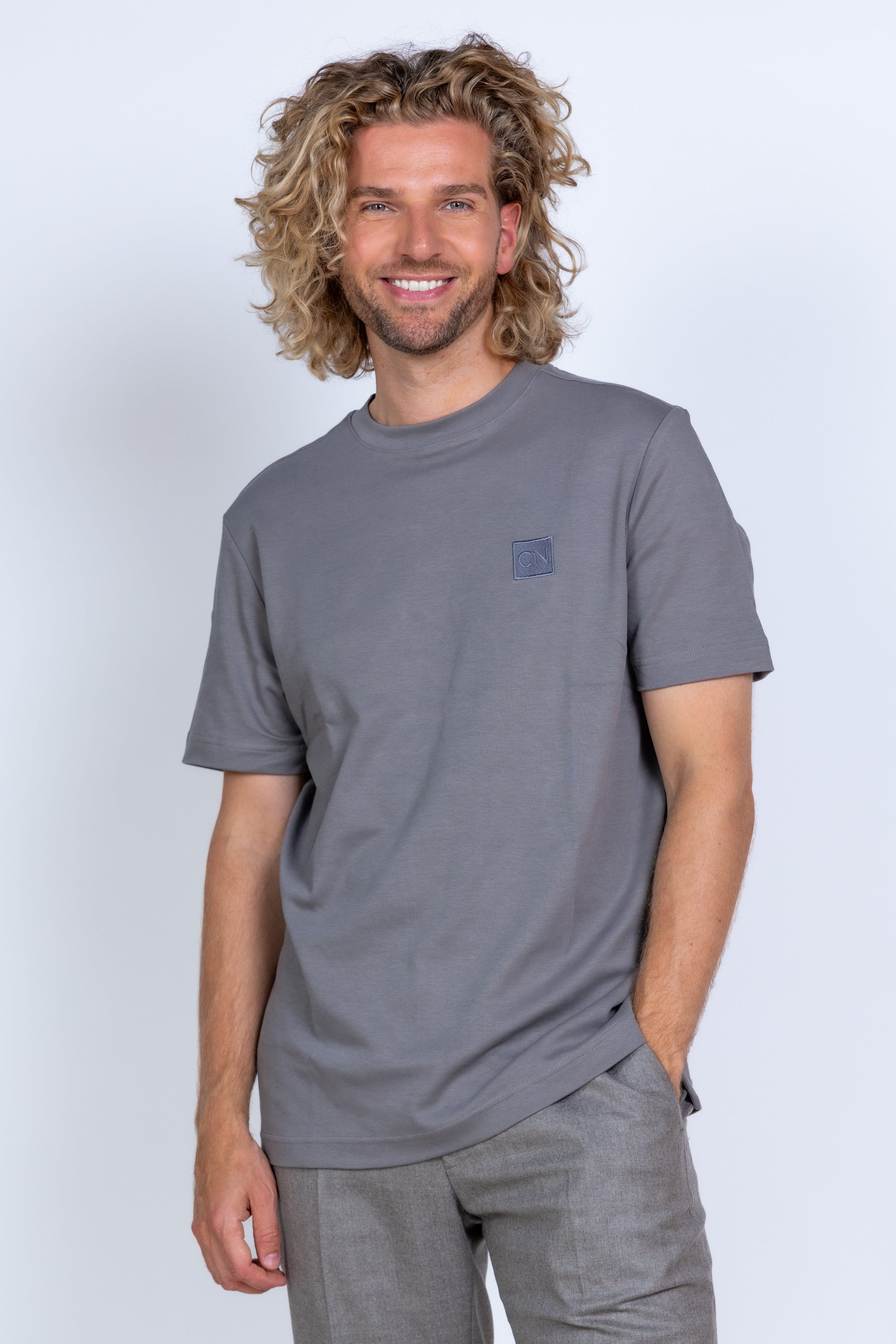 T-shirt met logo - Grijs/groen