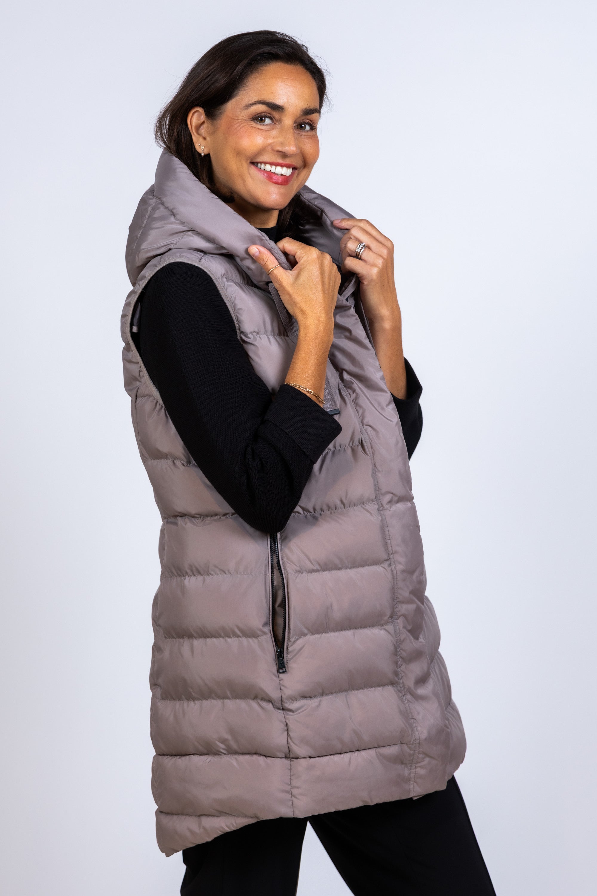 Dons bodywarmer met capuchon - Taupe