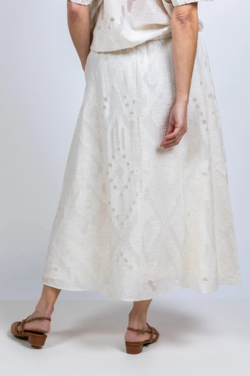 BY-BAR BY-BAR JUTA MIST SKIRT BY-BAR JUTA MIST SKIRT Rok met dessin - Ecru