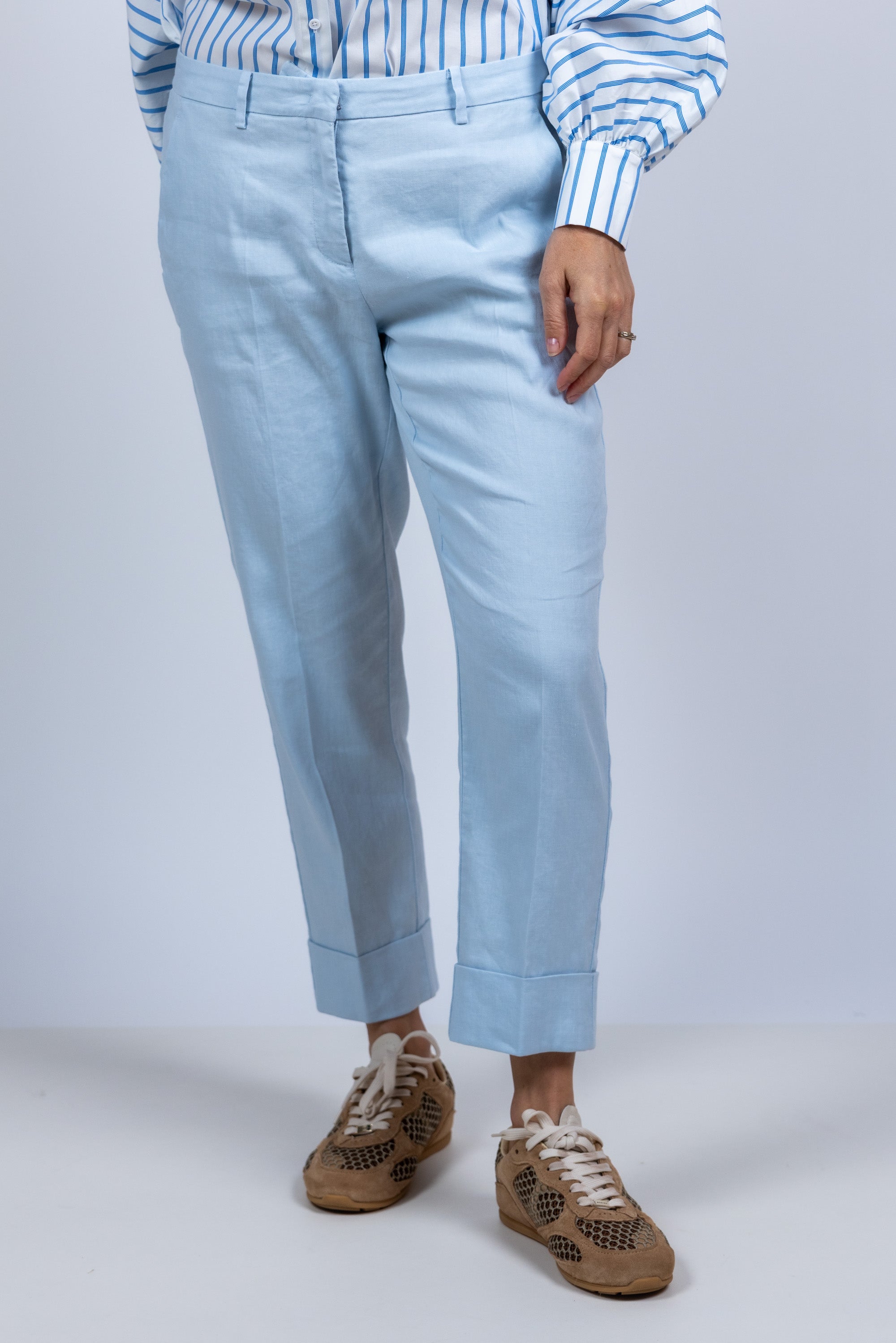 Broek met omslag - Bleu
