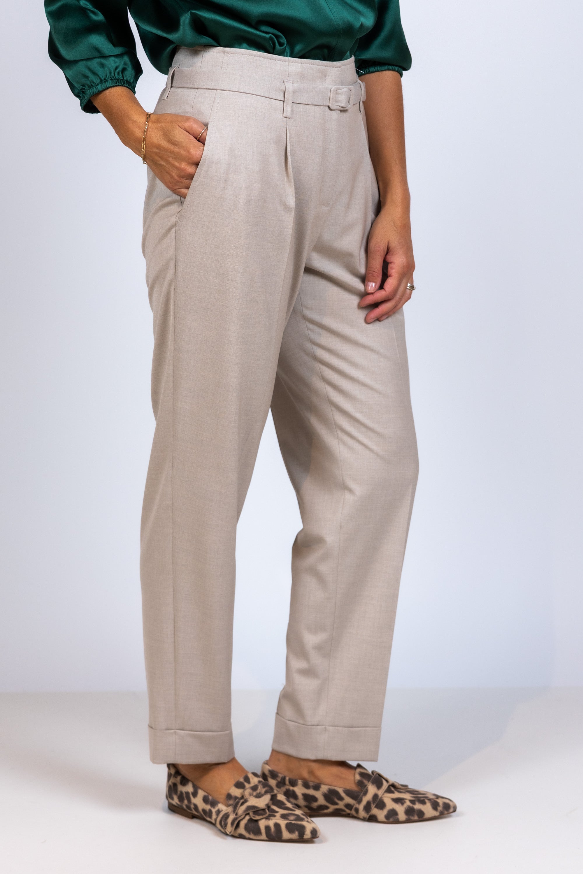 Broek met ceintuur - Beige
