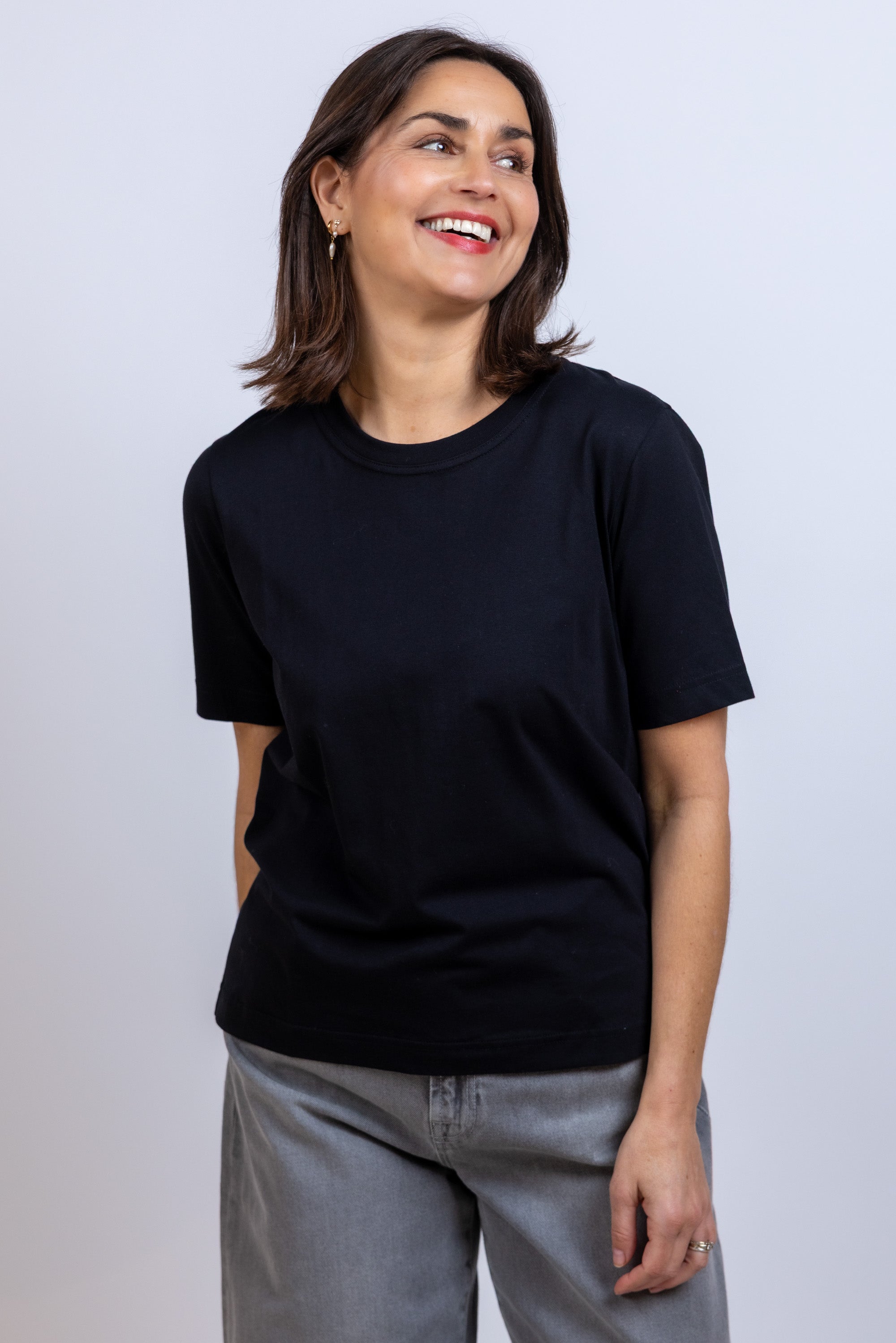 T-shirt met ronde hals - Zwart