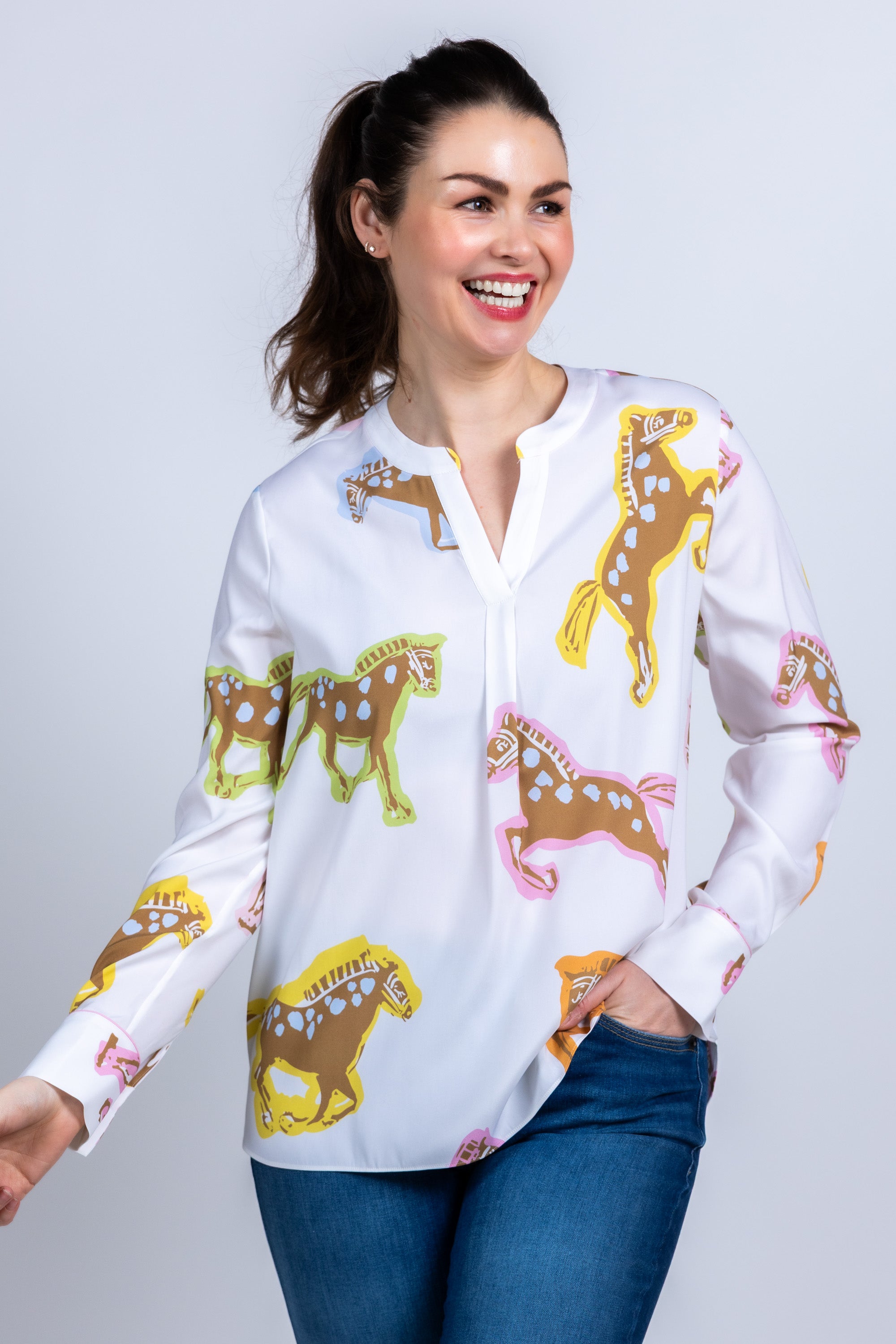 Blouse met print - Ecru