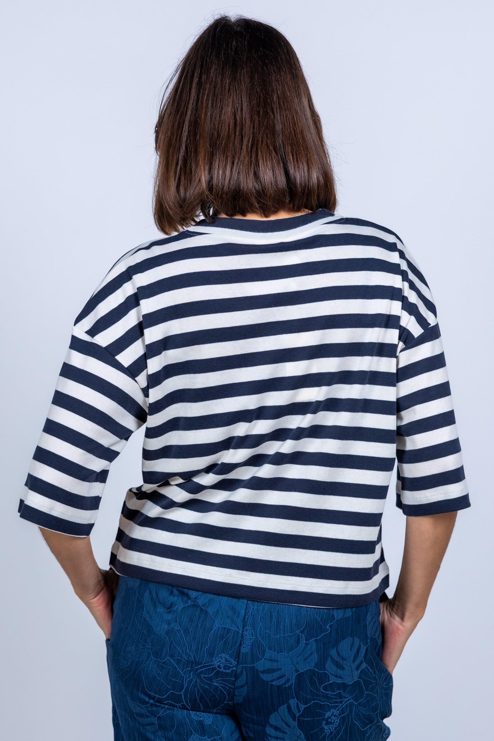 T-shirt met strepen - Marine