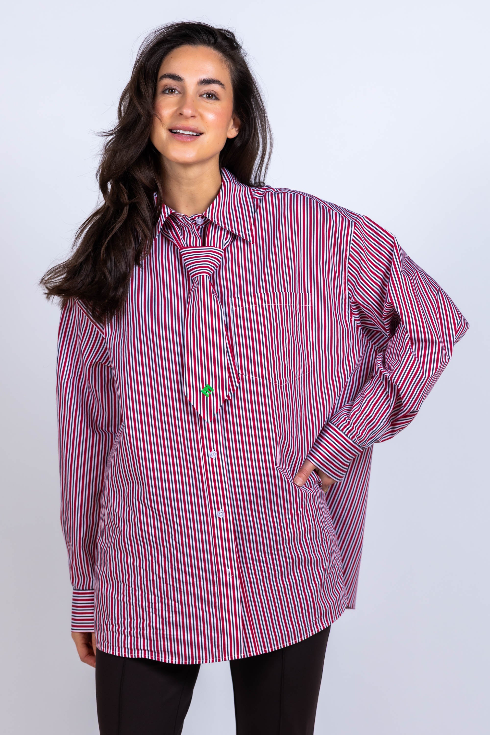Blouse met strepen - Rood