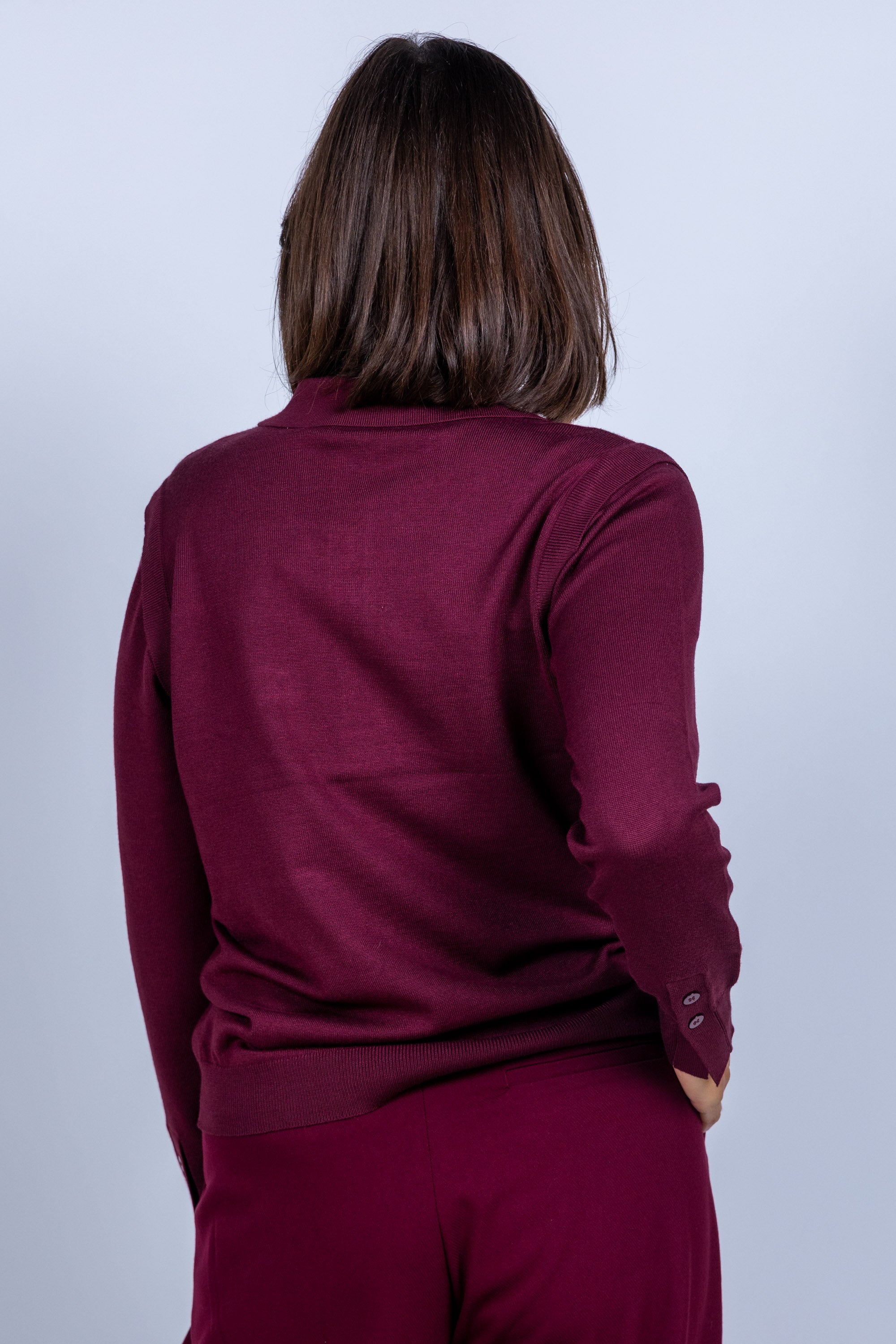 Trui met kraag - Donkerbordeaux