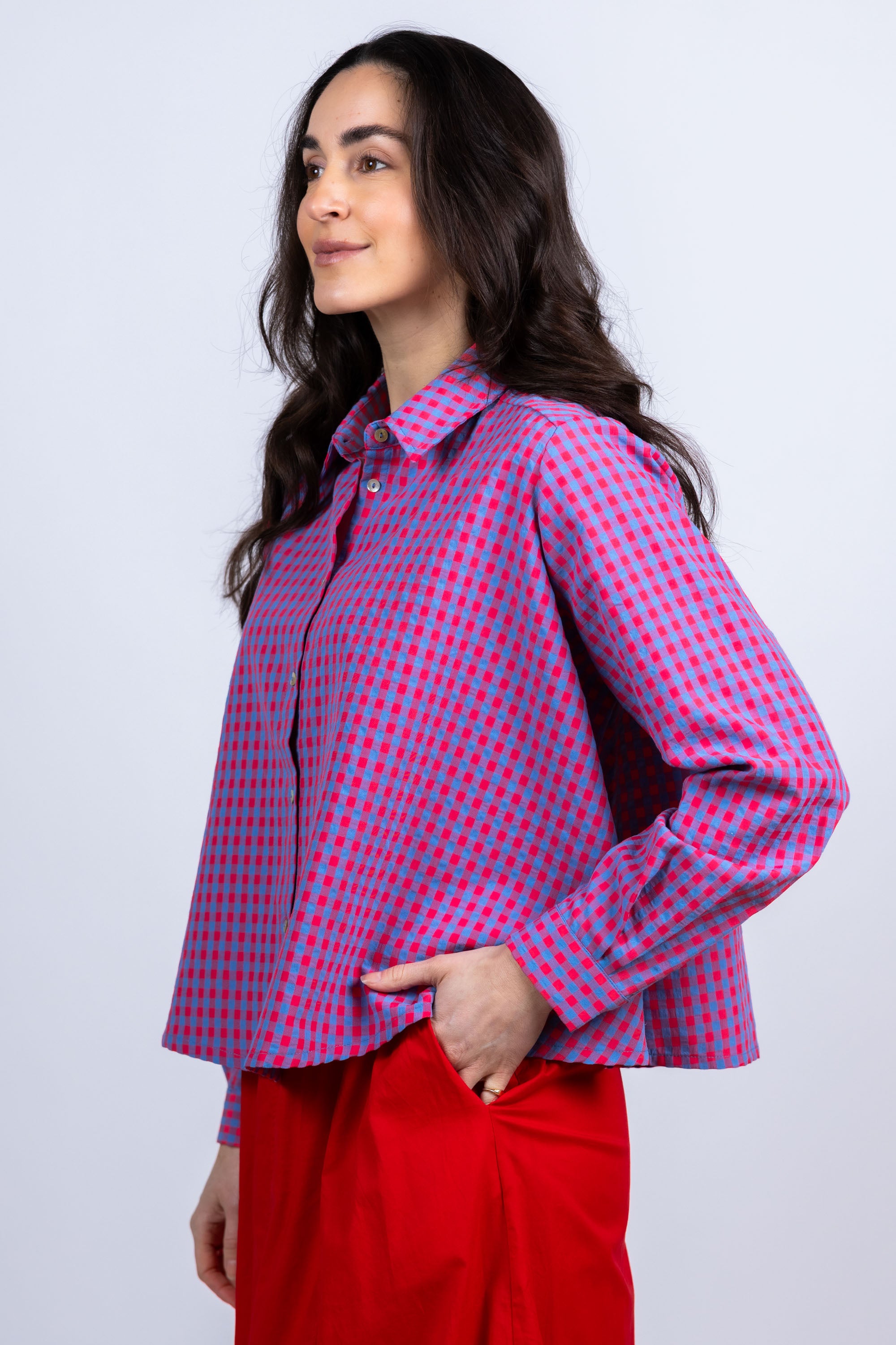 Blouse met ruitpatroon - Rood