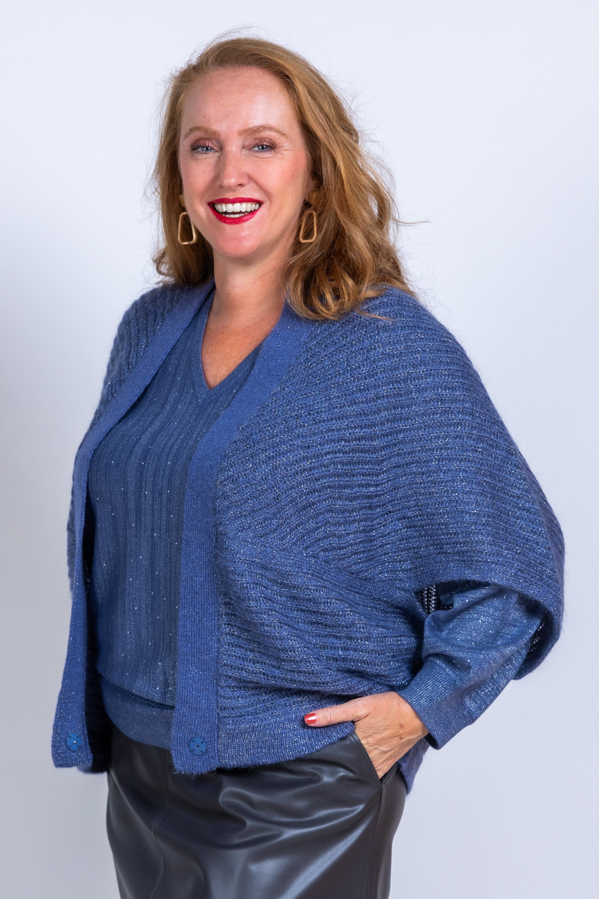 Vest met glitters - French blue