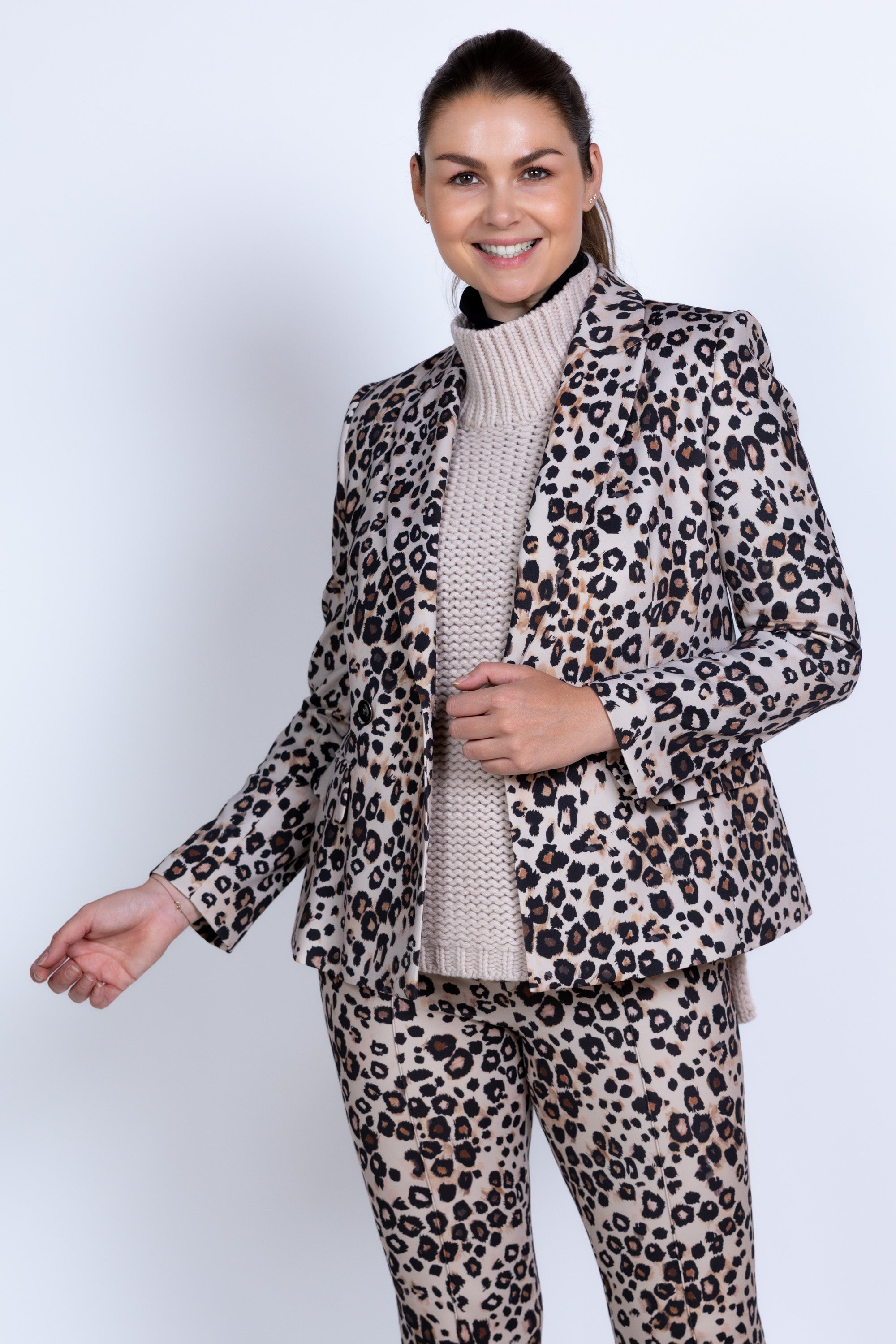 Blazer met print - Beige