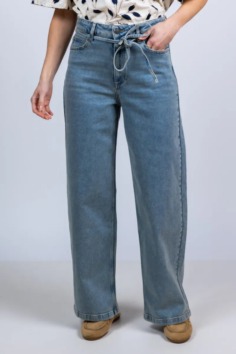 MODSTROM MODSTROM isolde jeans-2 Jeans met strikceintuur - Licht jeans