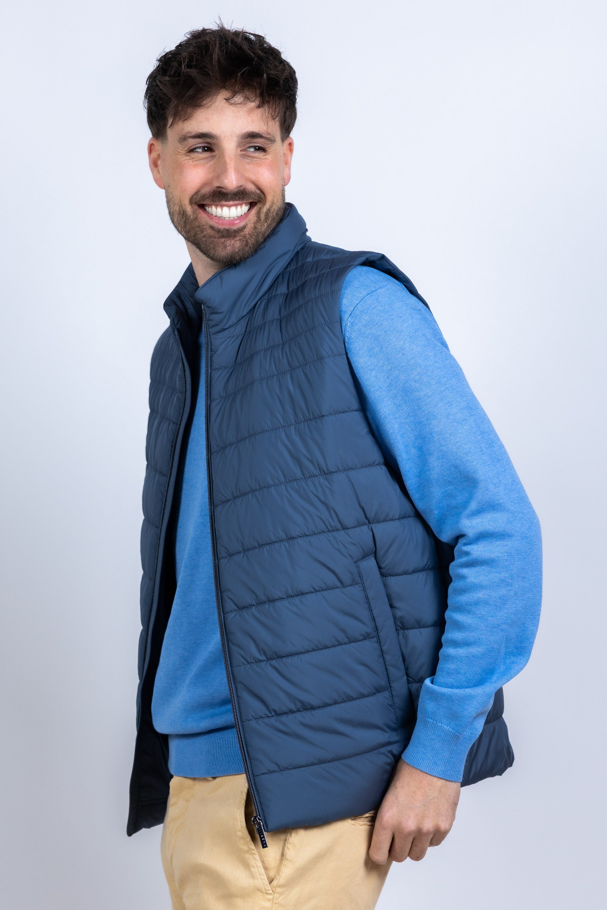 Bodywarmer met rits - Blauw/grijs