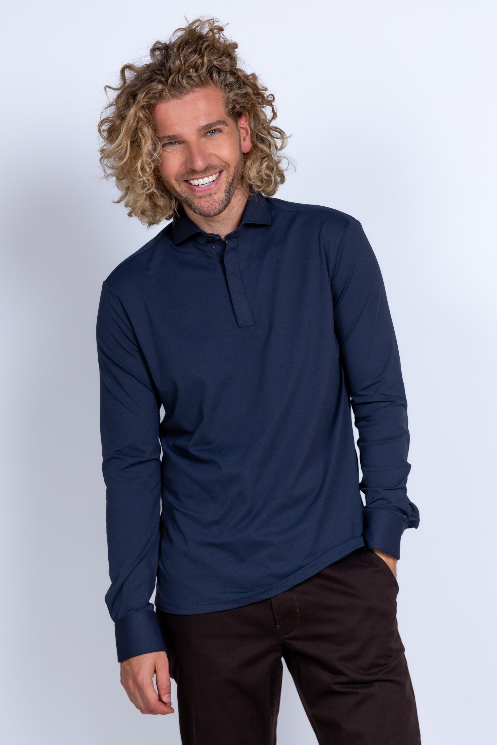 Polo met lange mouw - Marine
