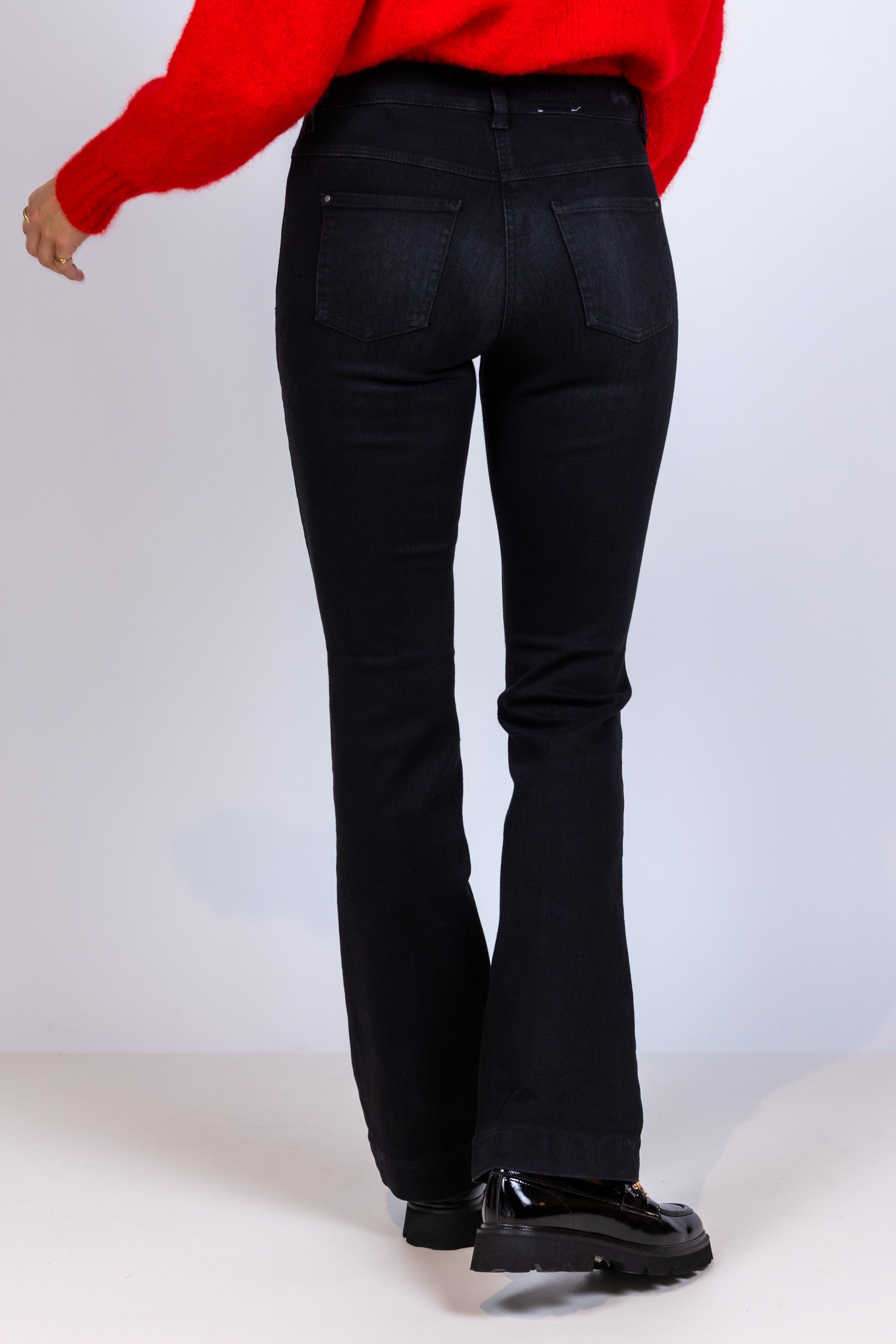 Broek met wijde pijpen - Black denim
