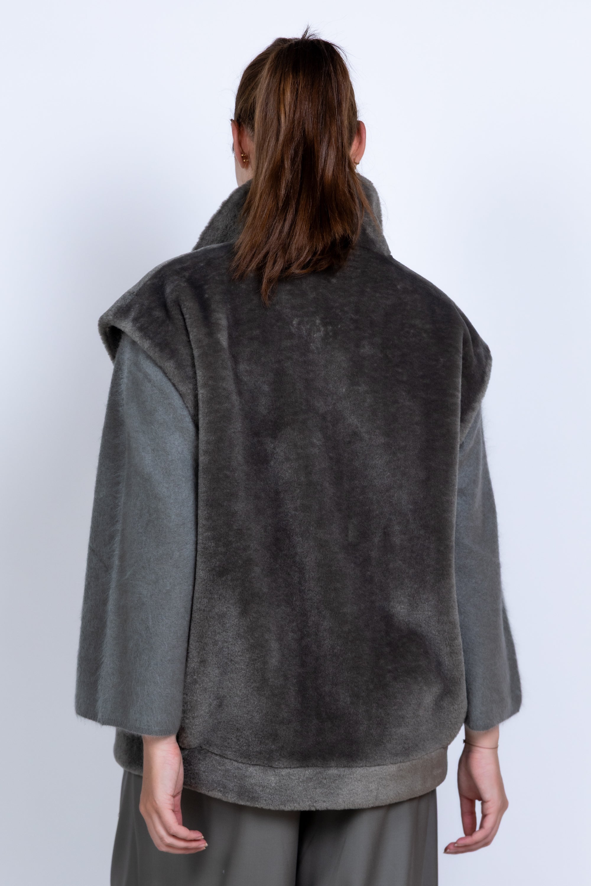 Gilet met rits - Grijs/groen