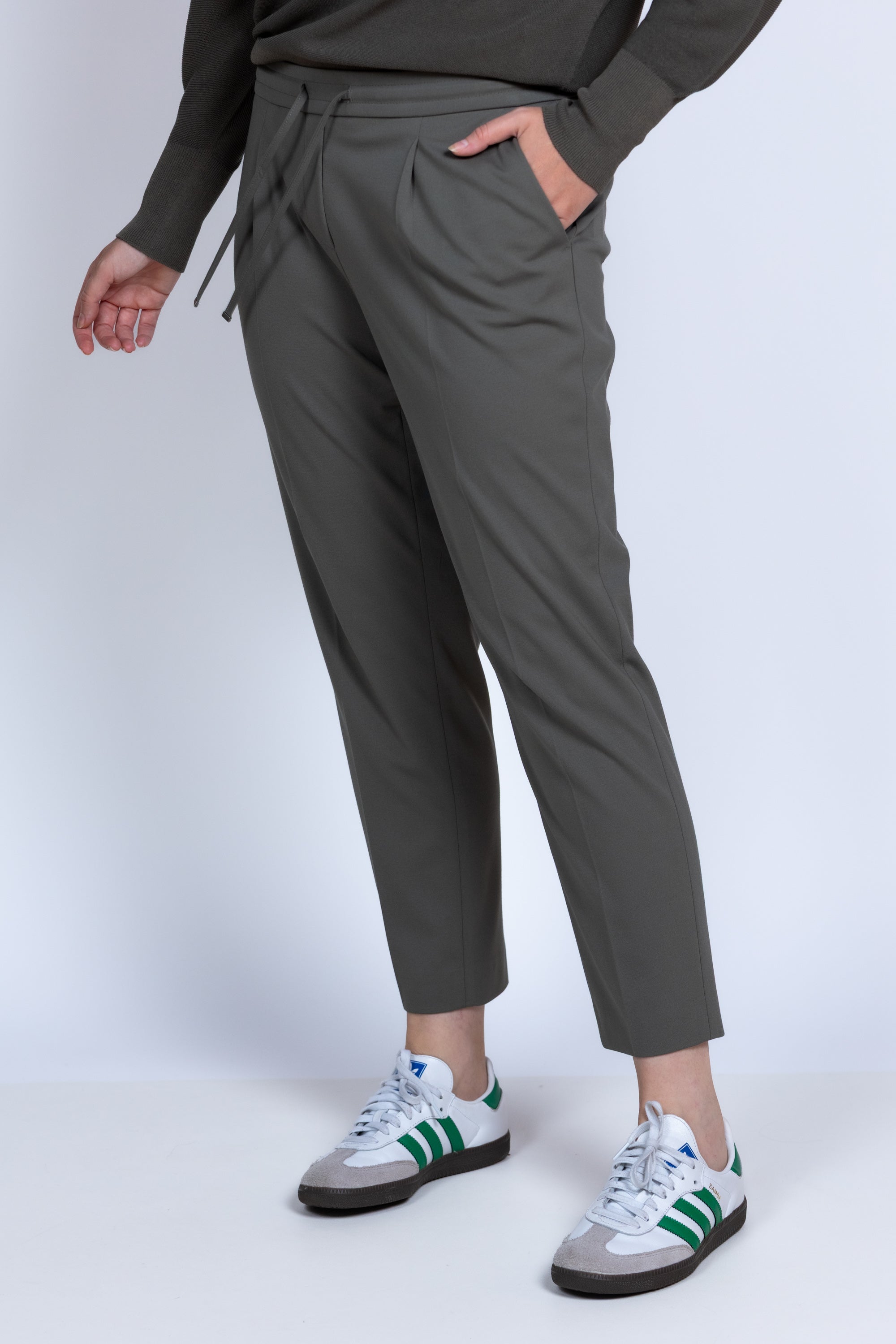 Broek met tailleband - Olijfgroen