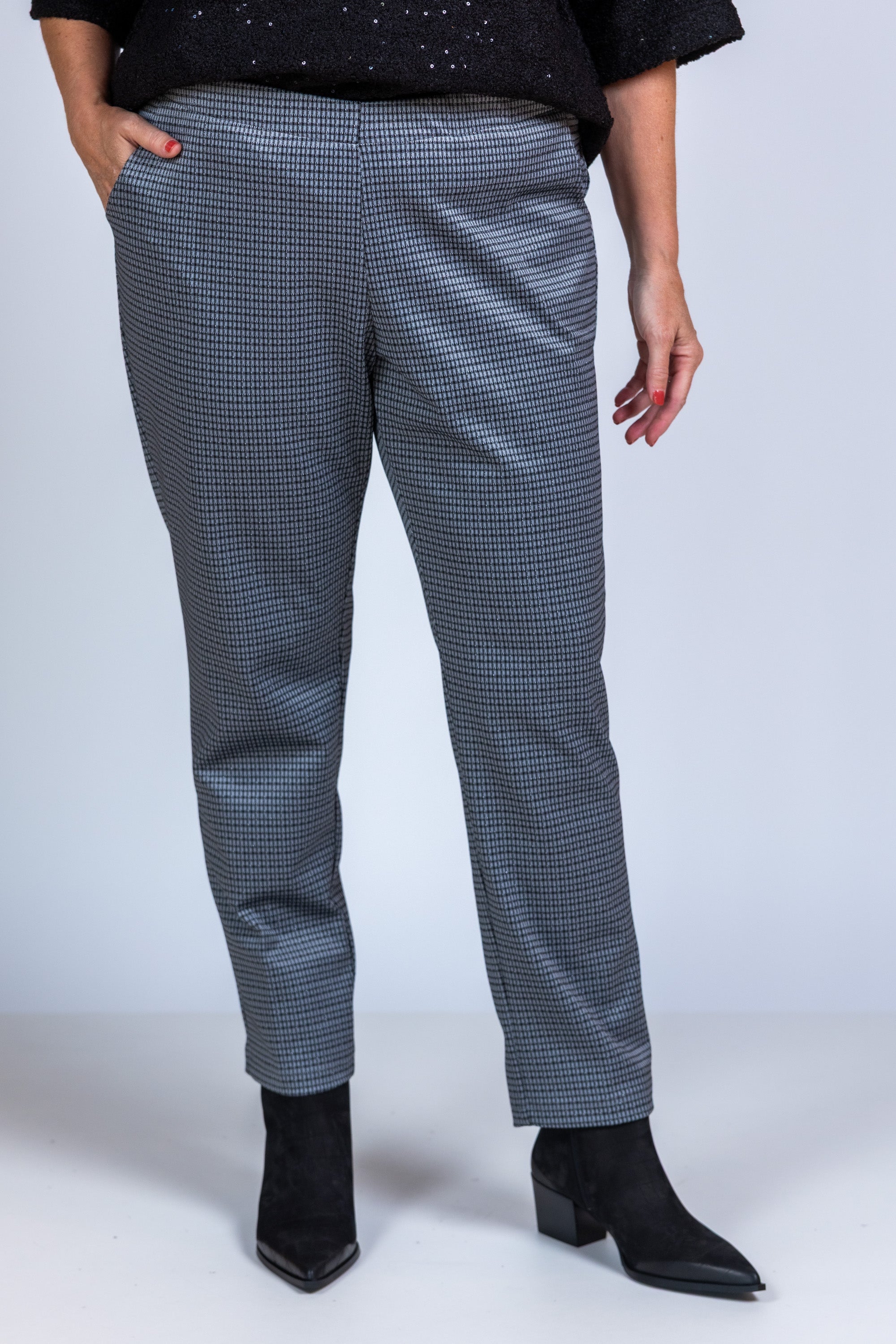 Broek met ruitdessin - Middengrijs
