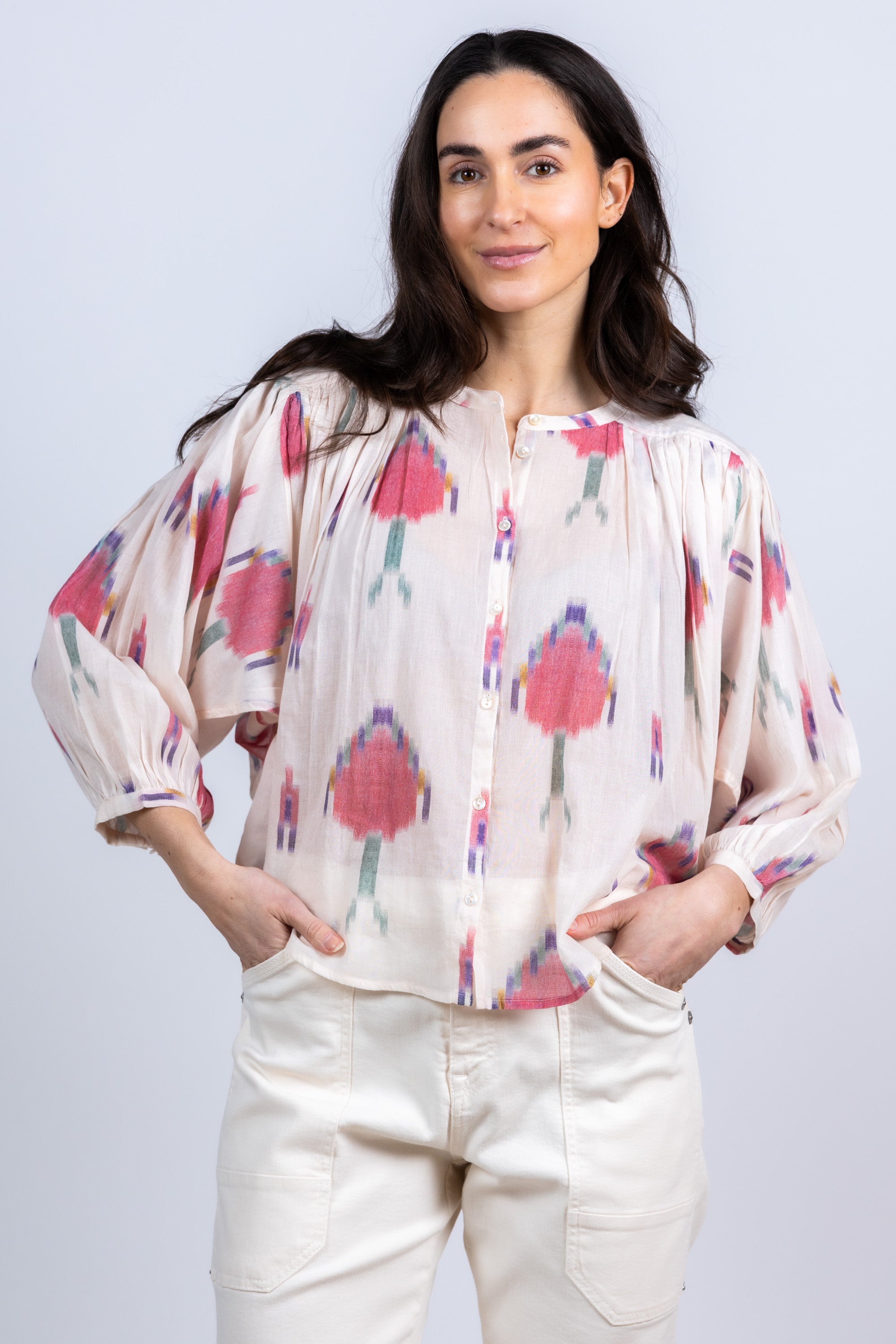 Blouse met print - Ecru