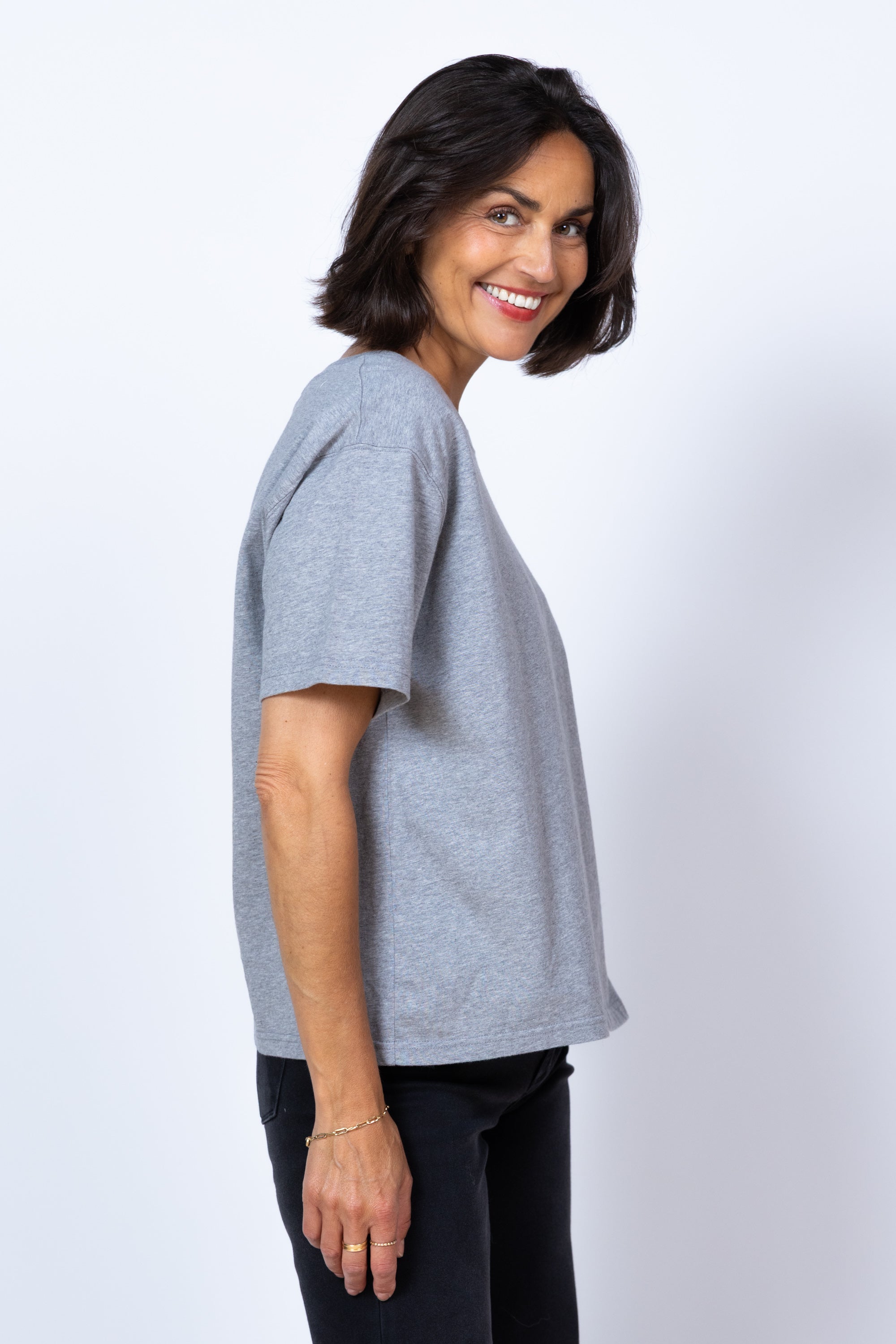 T-shirt met ronde hals - Lichtgrijs