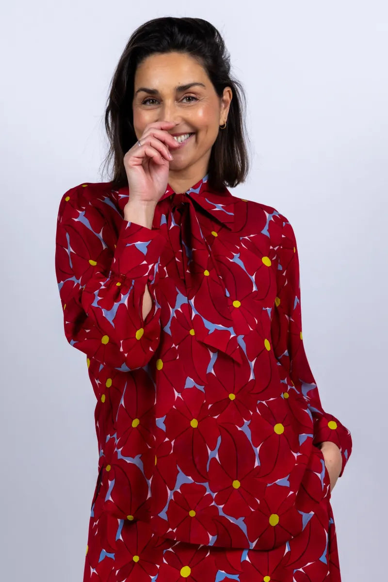 LUISA CERANO Blouse met strik - Rood