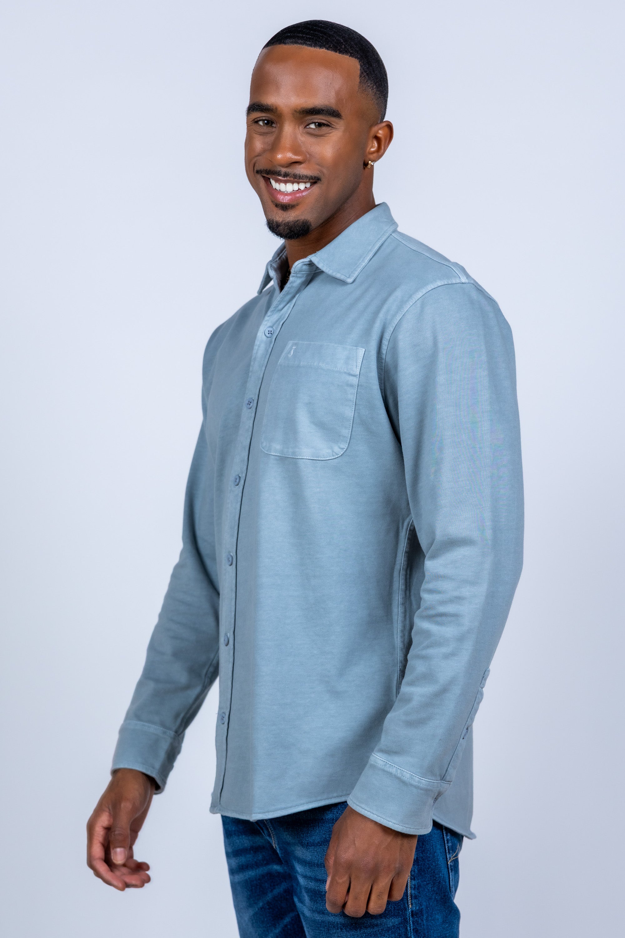 Shirt met borstzak - Bleu