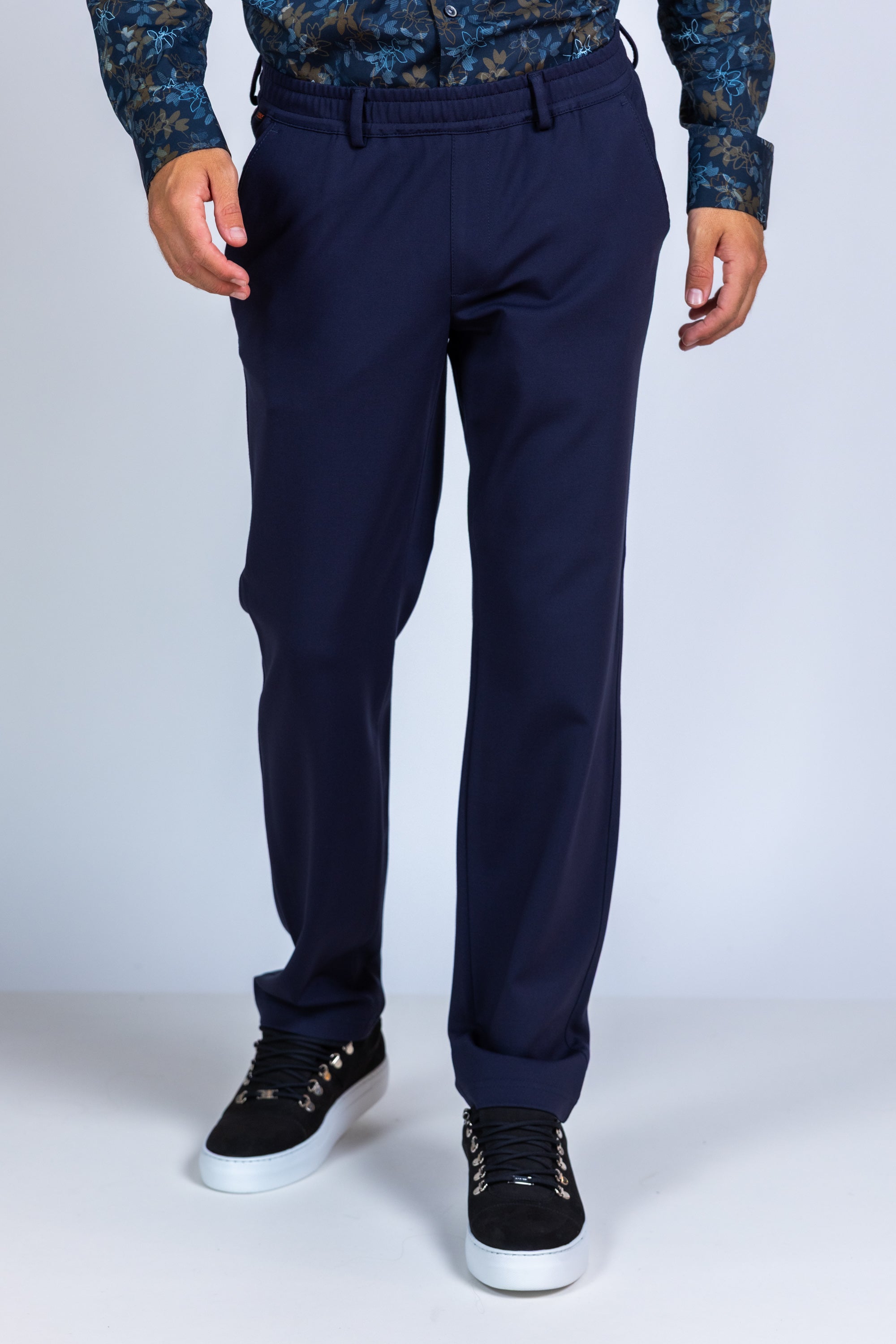 Broek met elastische taille - Marine