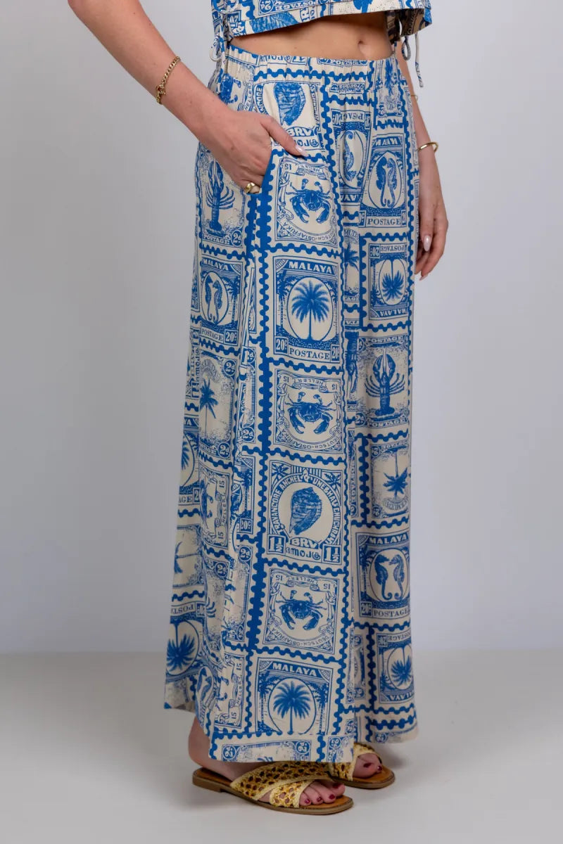 OBJECT OBJECT VIMA PANTS Wijde broek met print - French blue