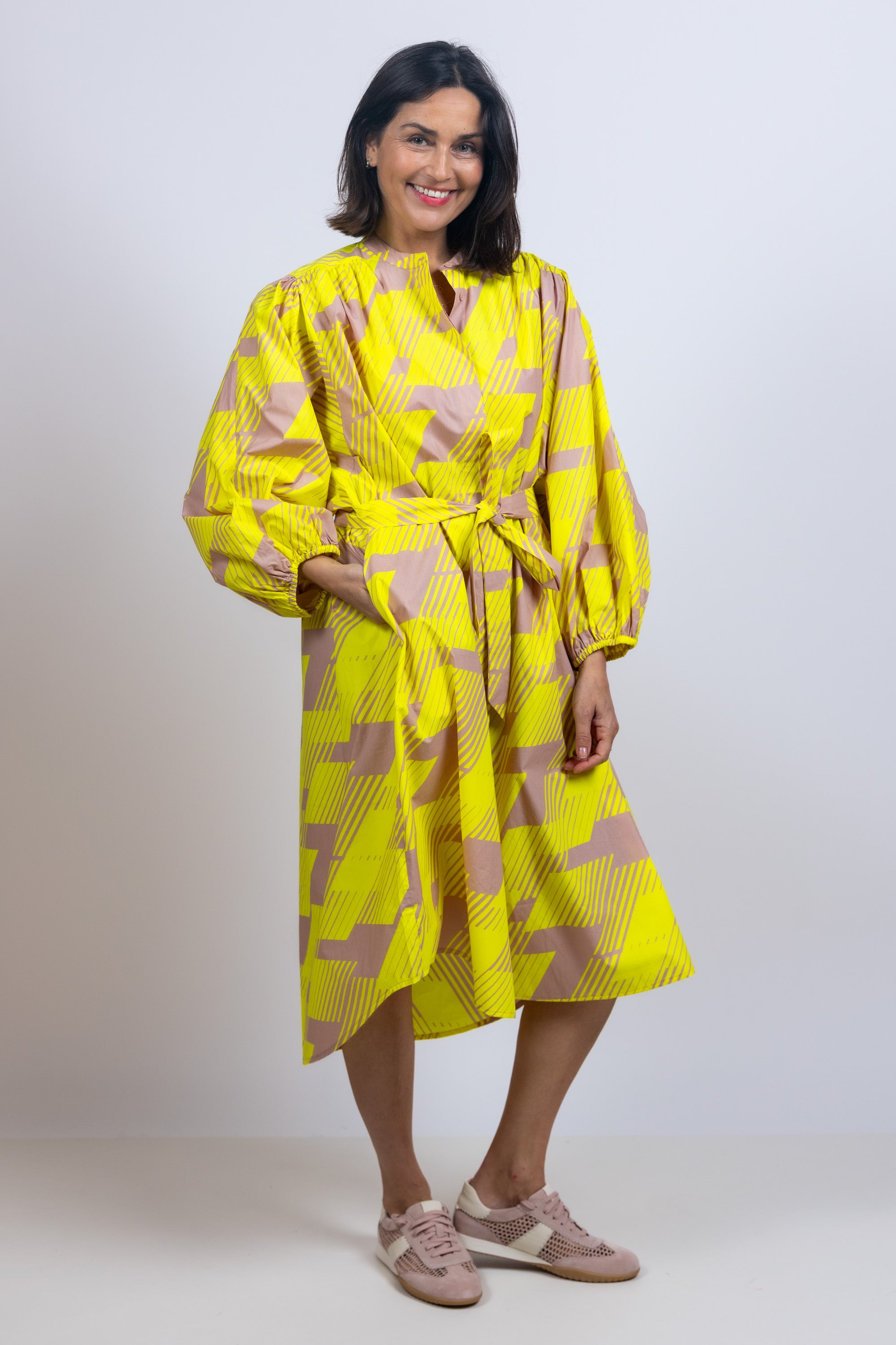 Jurk met ceintuur - Geel