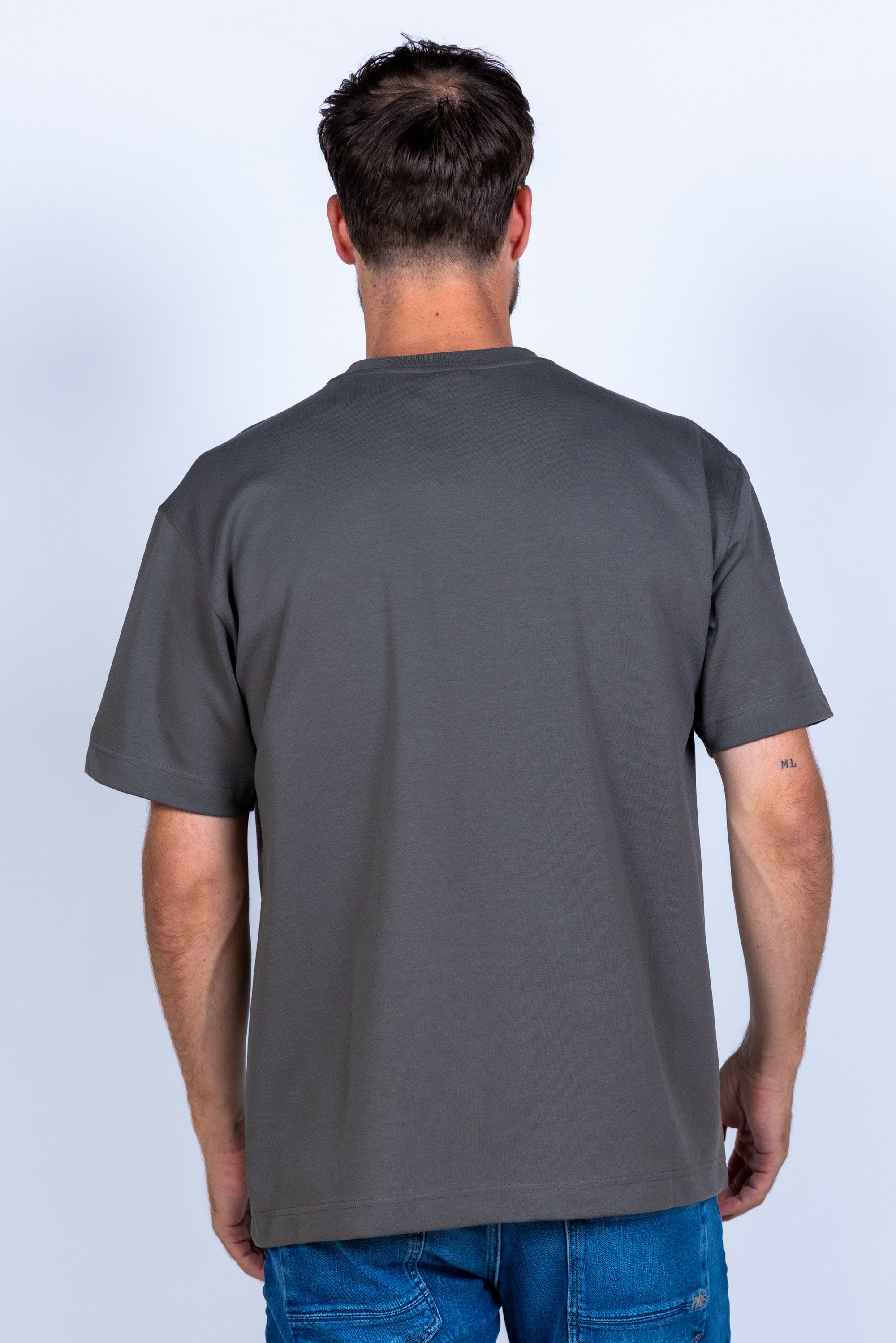 T-shirt met ronde hals - Bronsgroen