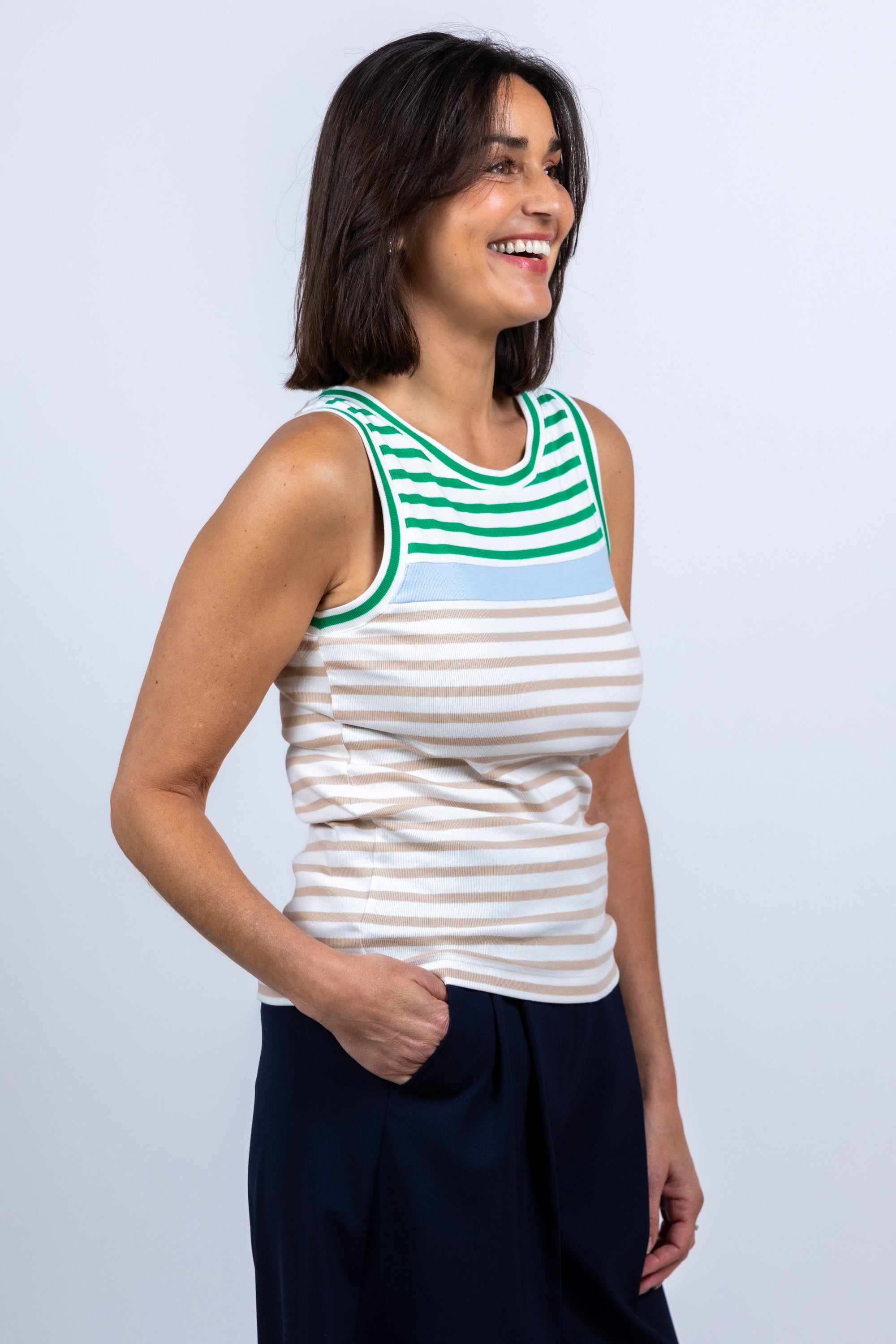 Top met strepen - Appelgroen