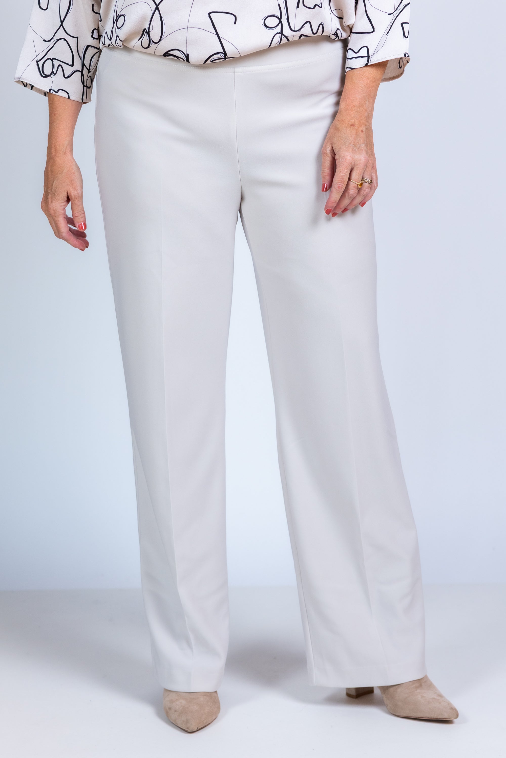 Pantalon met wijde pijpen - Beige