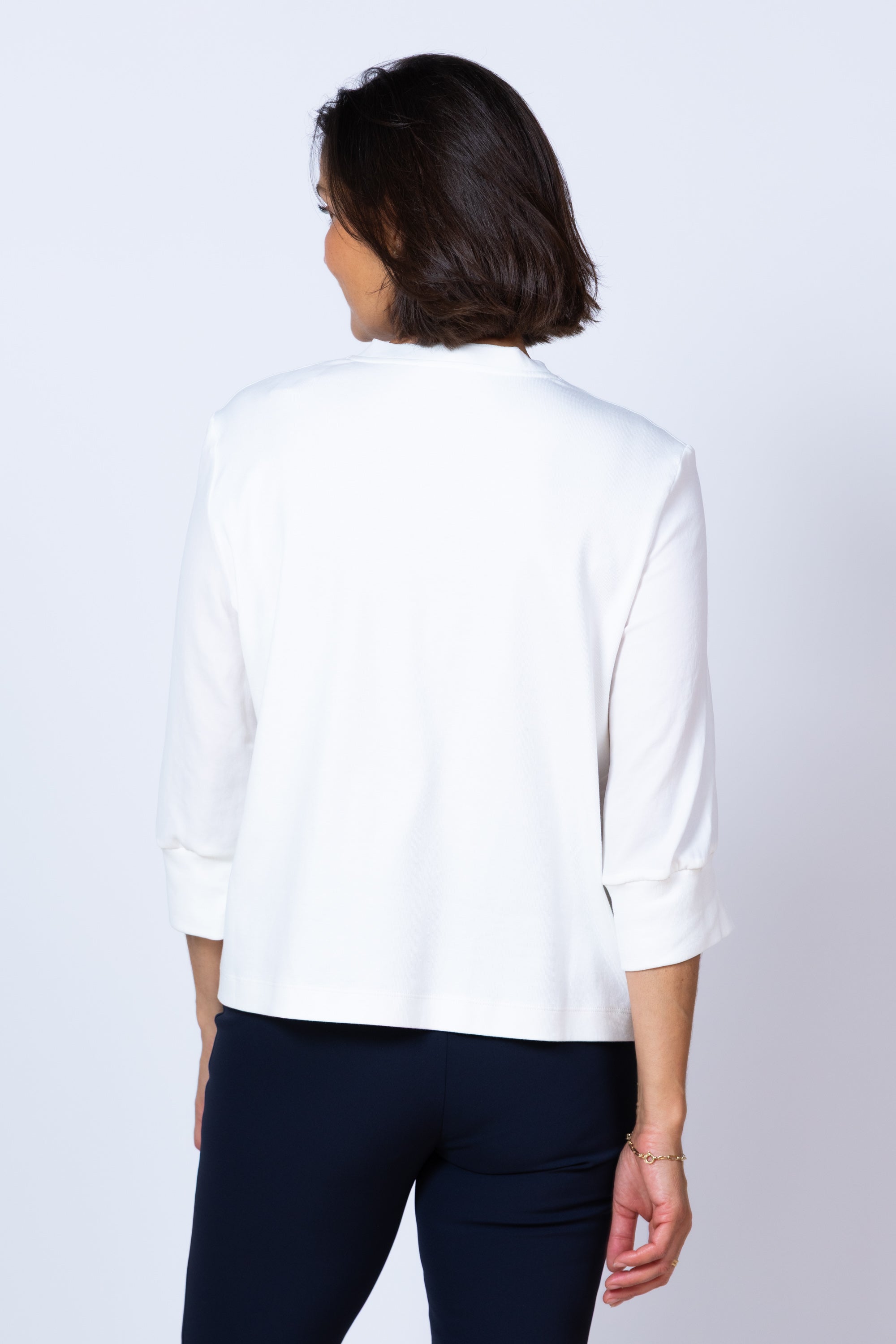Blouse met V-hals - Ecru