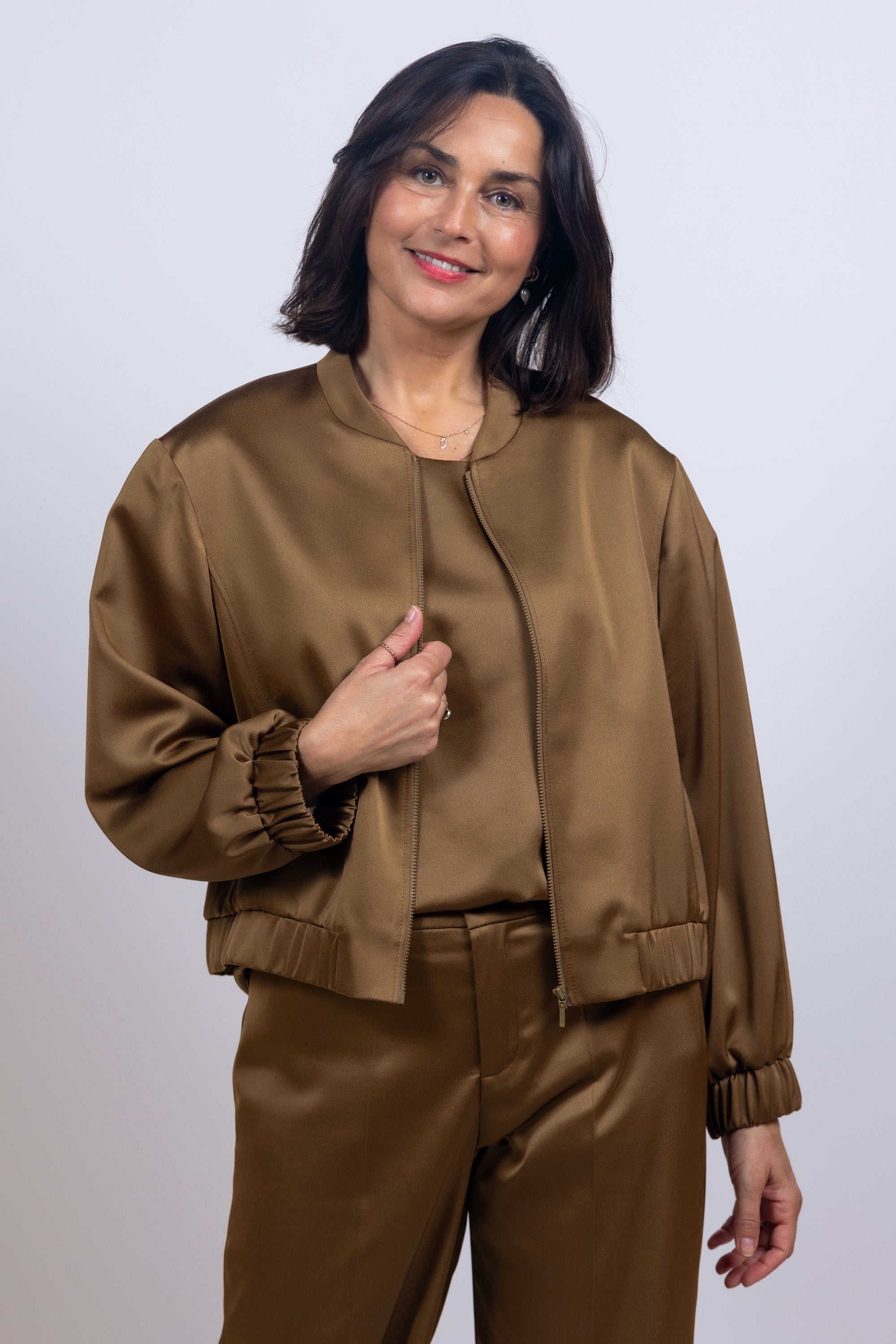 Jasje met rits - Bronsbruin