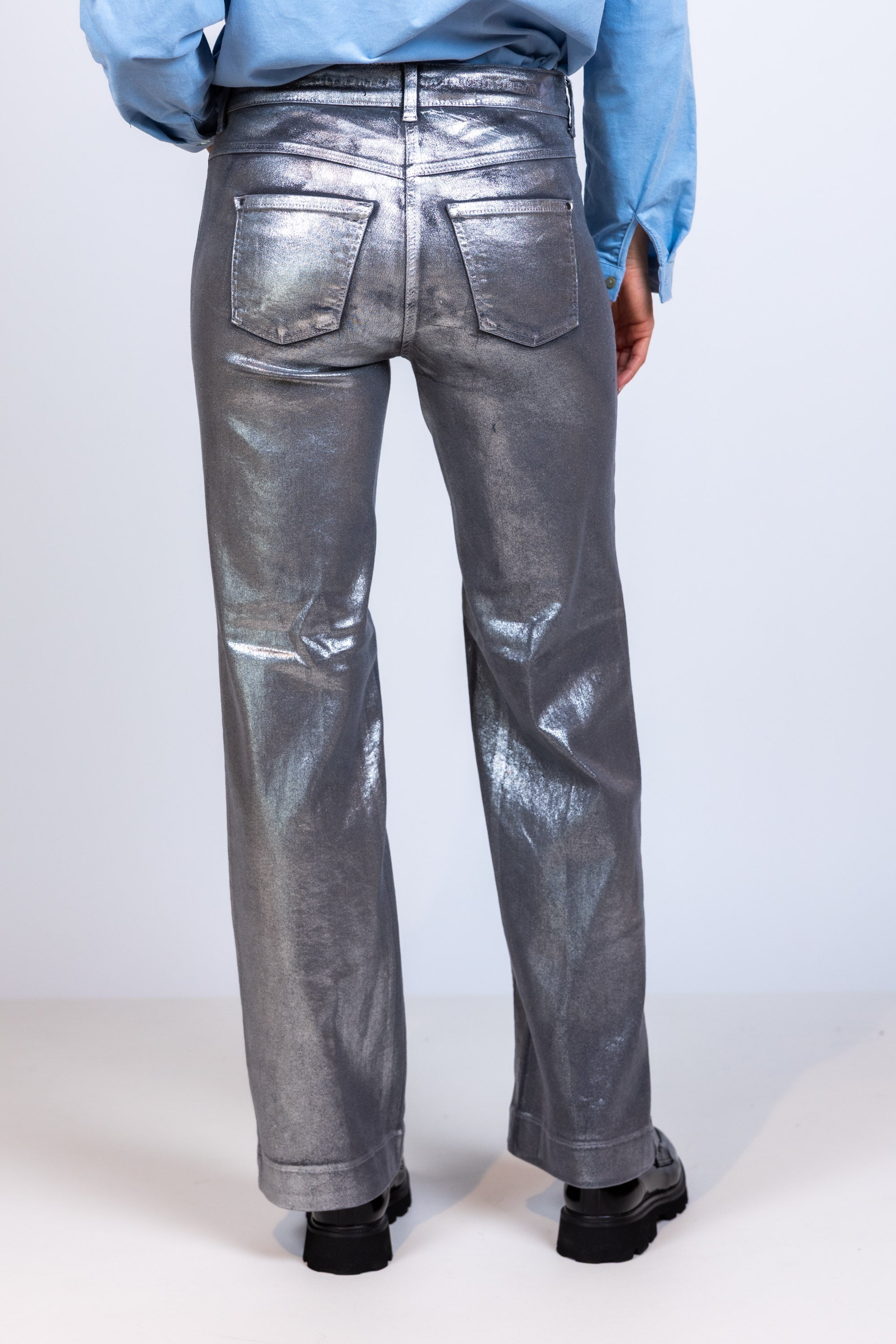 Broek met metallic finish - Zilver