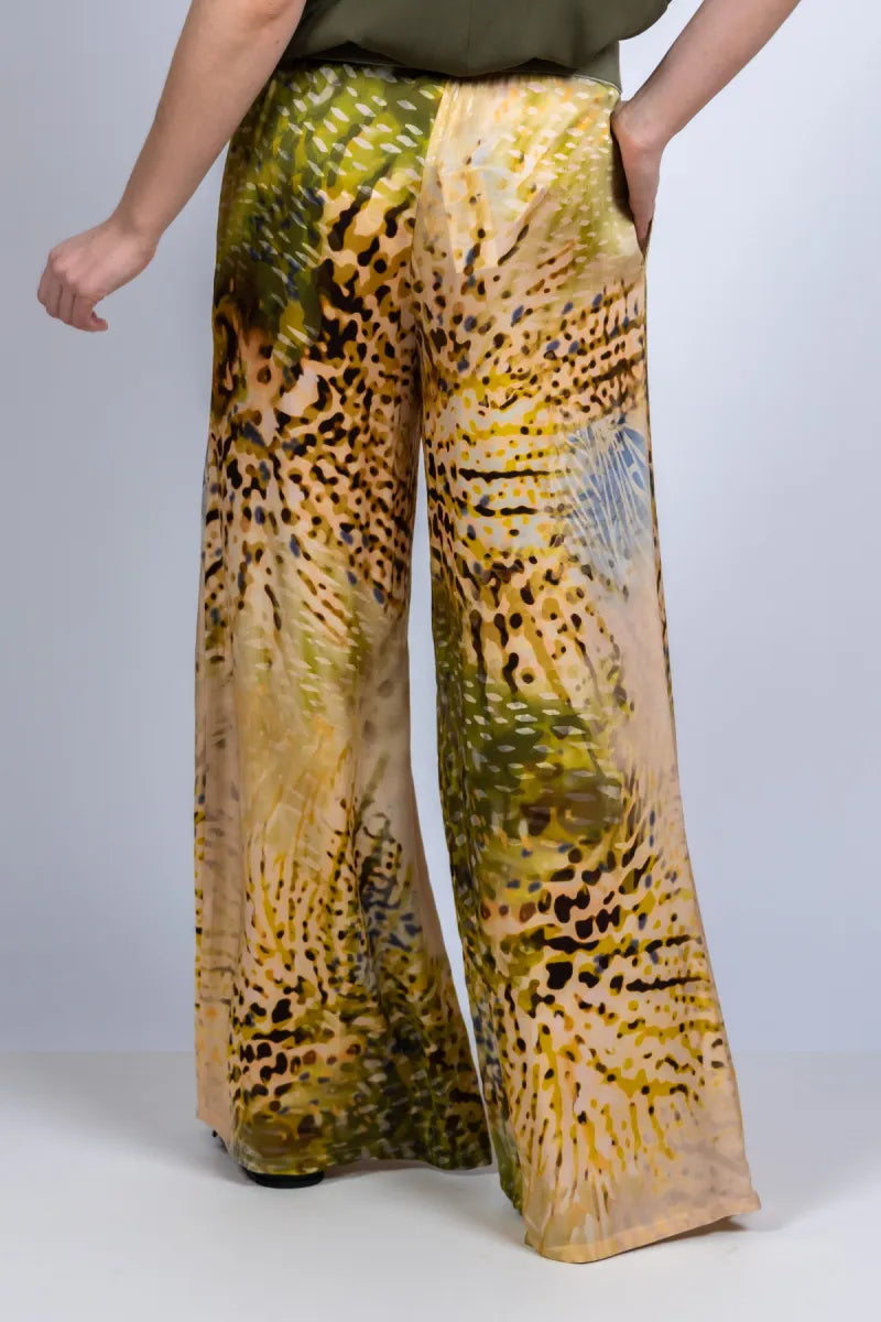 CAROLINE BISS CAROLINE BISS 1545 Wijde broek met print - Olijfgroen