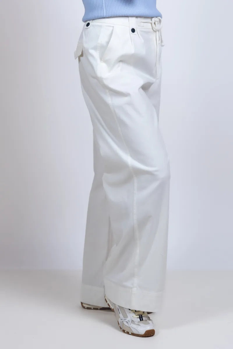 YAYA YAYA 01-301246-603 YAYA 01-301246-603 Wijde broek met koord - Wit